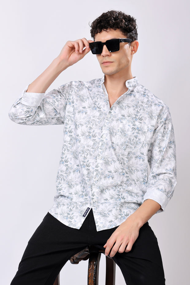 STYLOX FULL SLEEVE LEAF PRINT CASUAL SHIRT