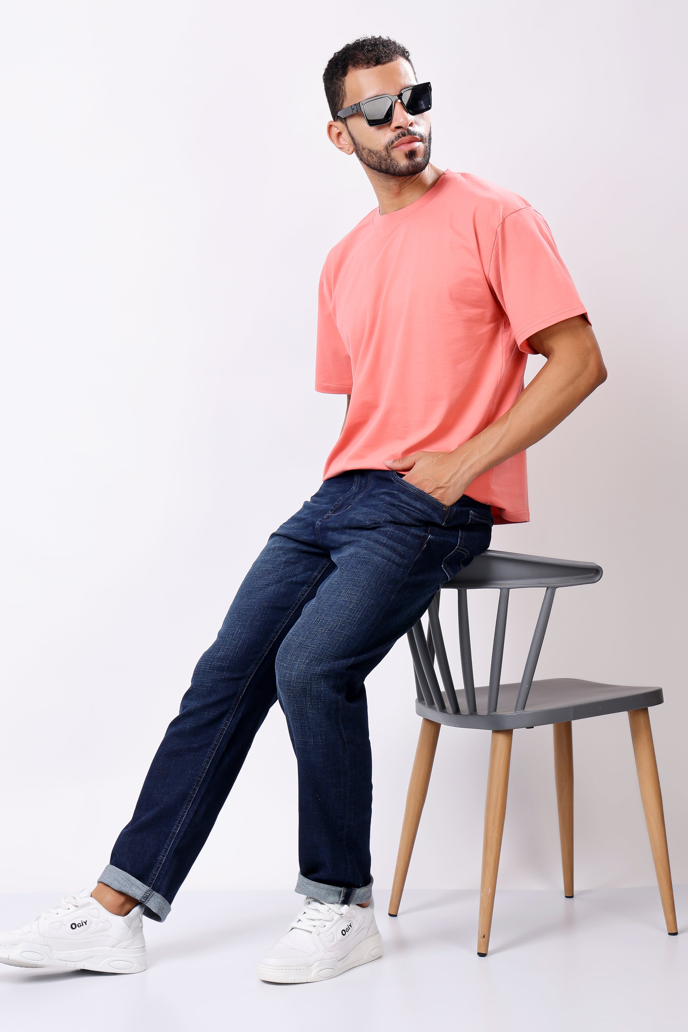 Stylox Men’s Relaxed Fit Denim Jeans - Dark Blue, Light Blue