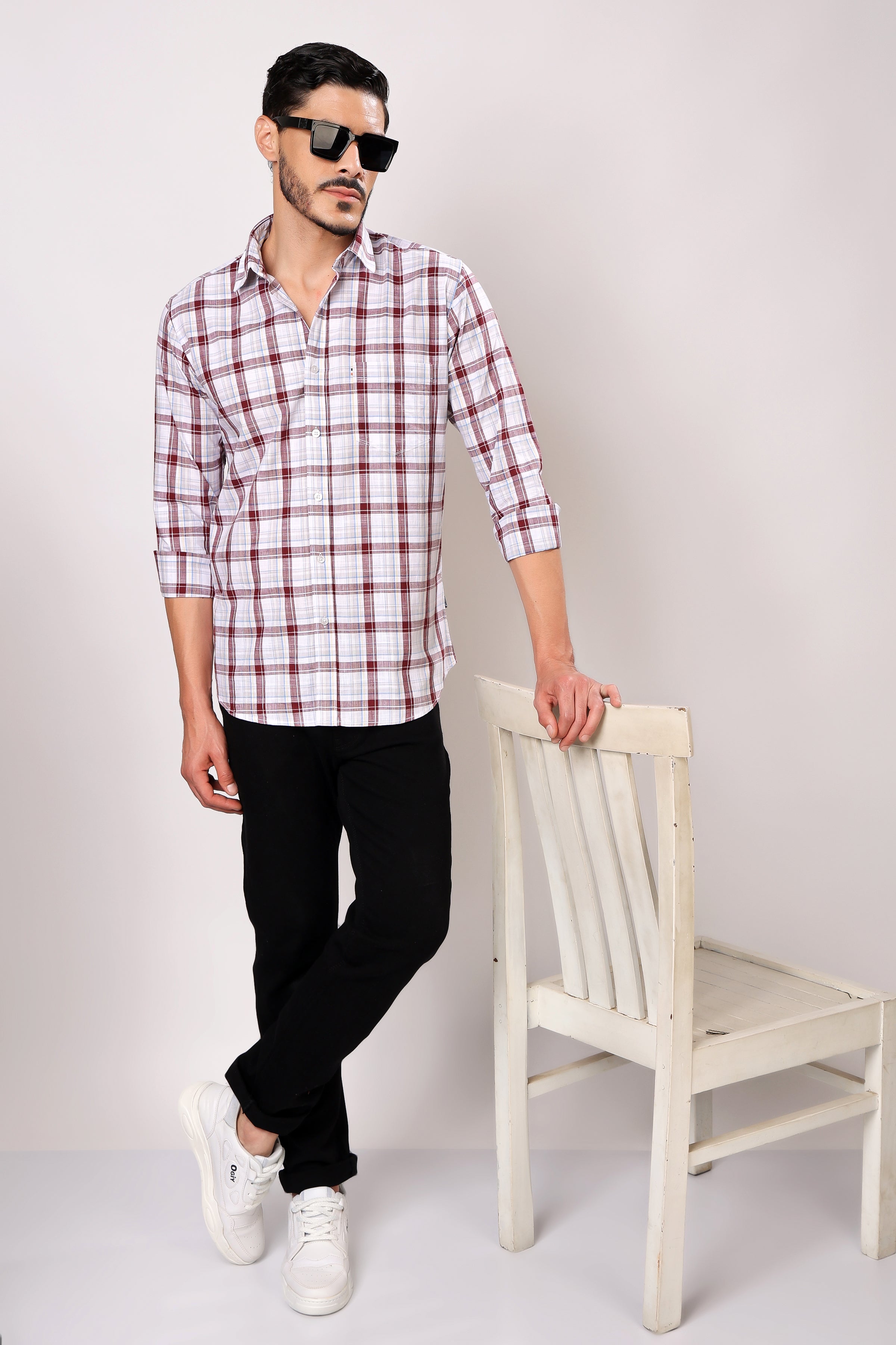 Stylox Men's Regular Fit Full Sleeve Casual Check Shirt - Stylox