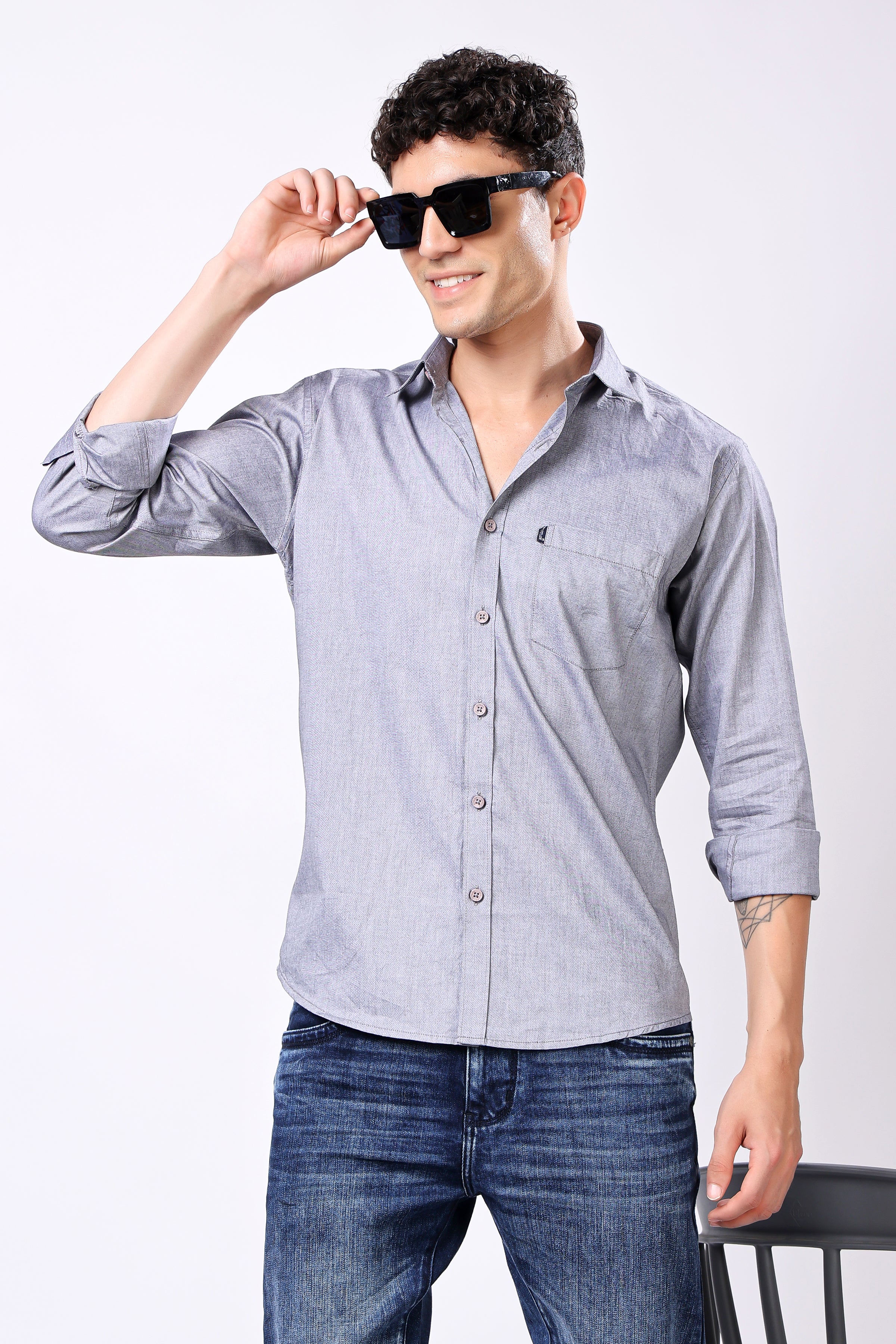 STYLOX FULL SLEEVE SOLID SHIRT FOR MEN - Stylox