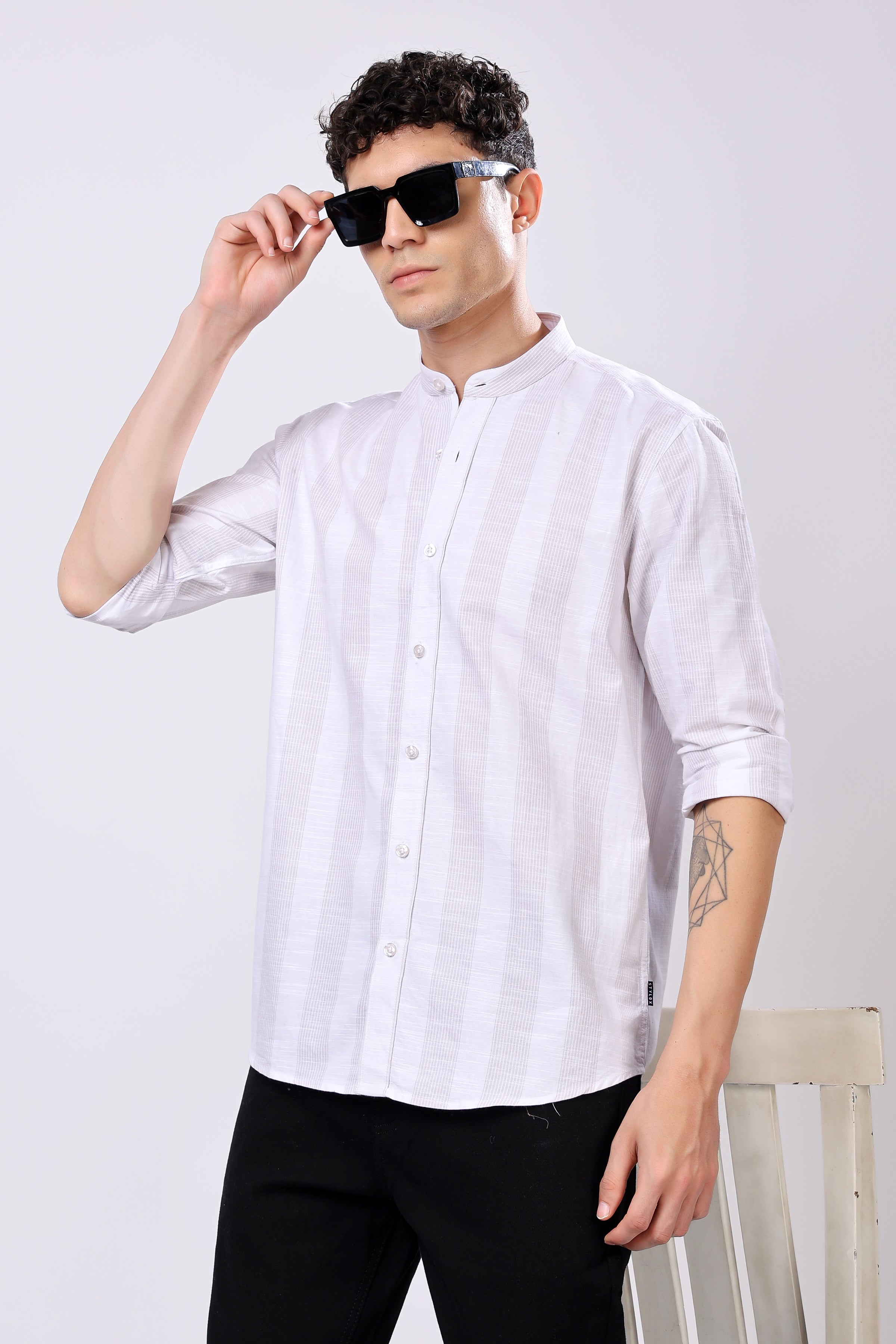 Stylox White Stripes Casual Shirt For Men
