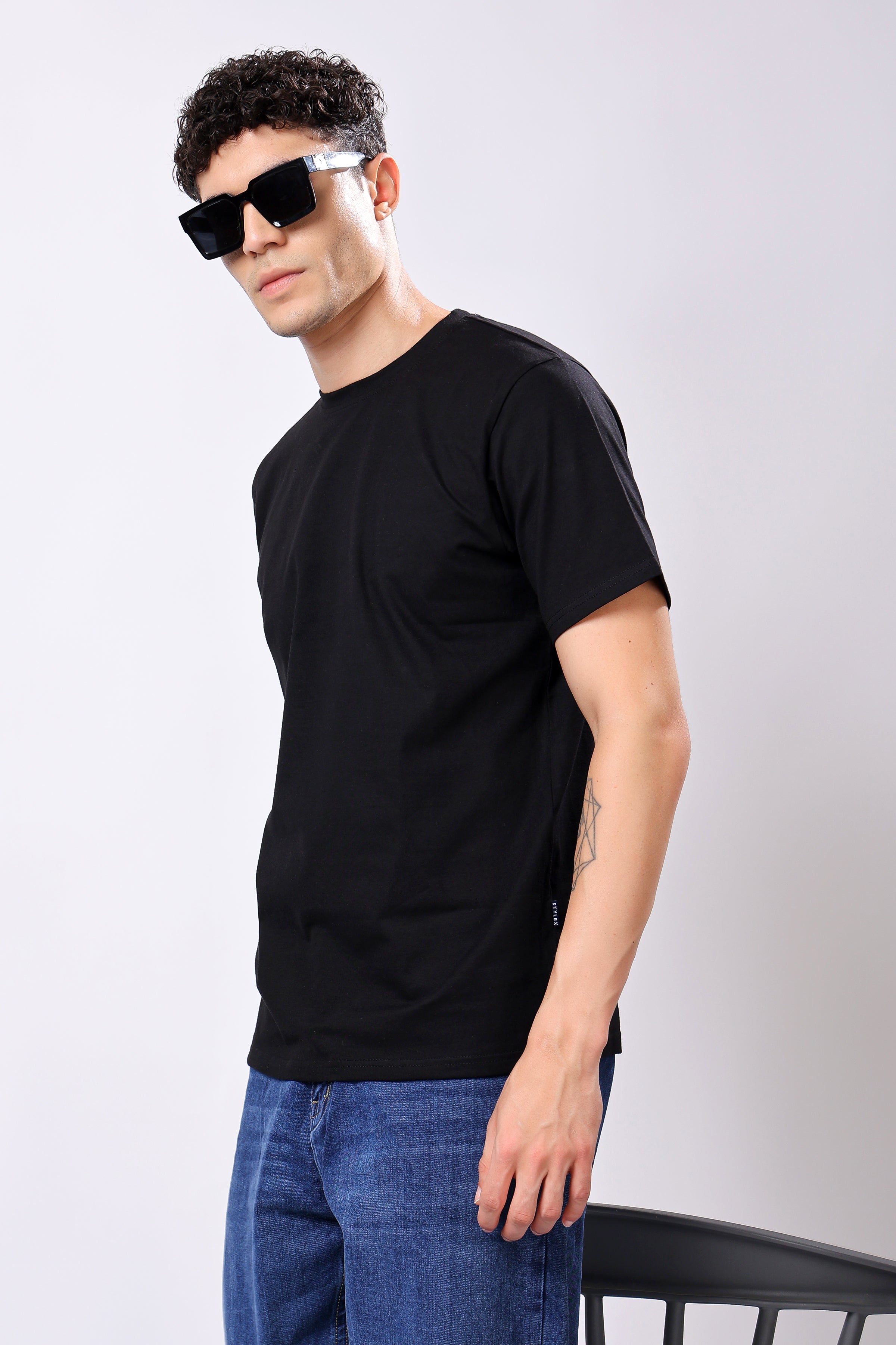 STYLOX Round Neck Solid T-Shirt - Stylox