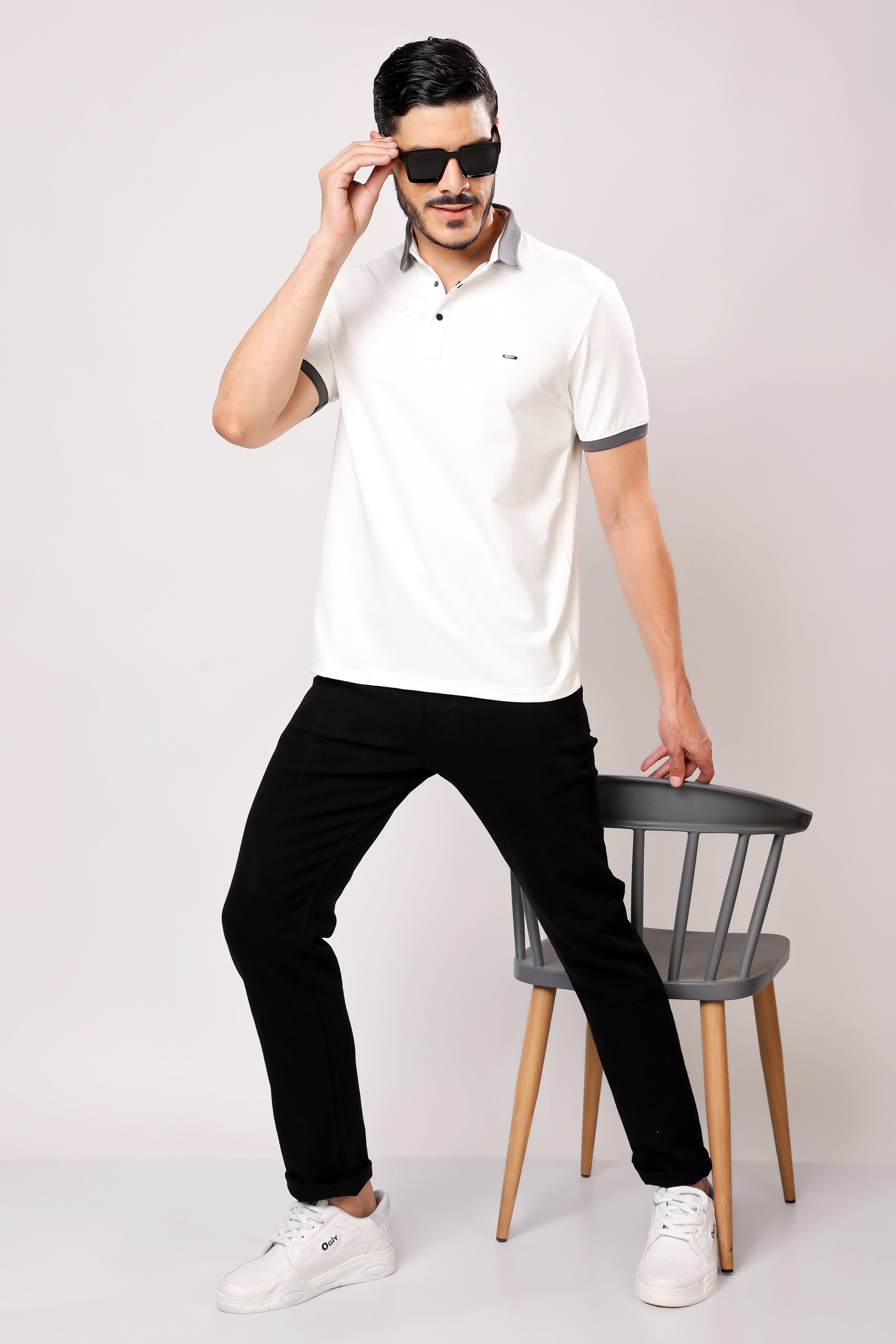 Stylox Men's Solid Polo Neck Casual T-Shirt - Stylox