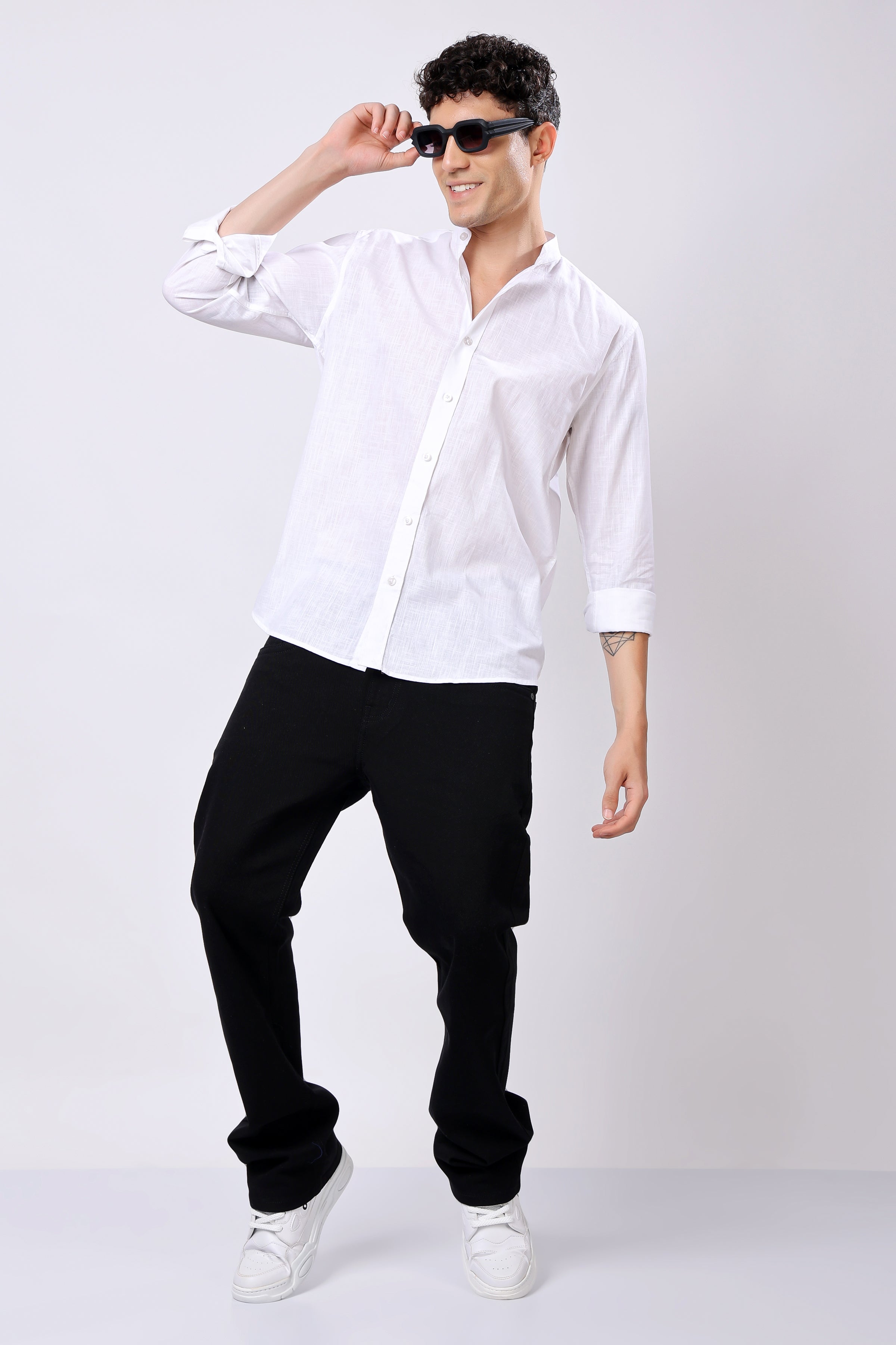 Stylox Regular Fit Full Sleeve Solid Casual White Shirt For Men
