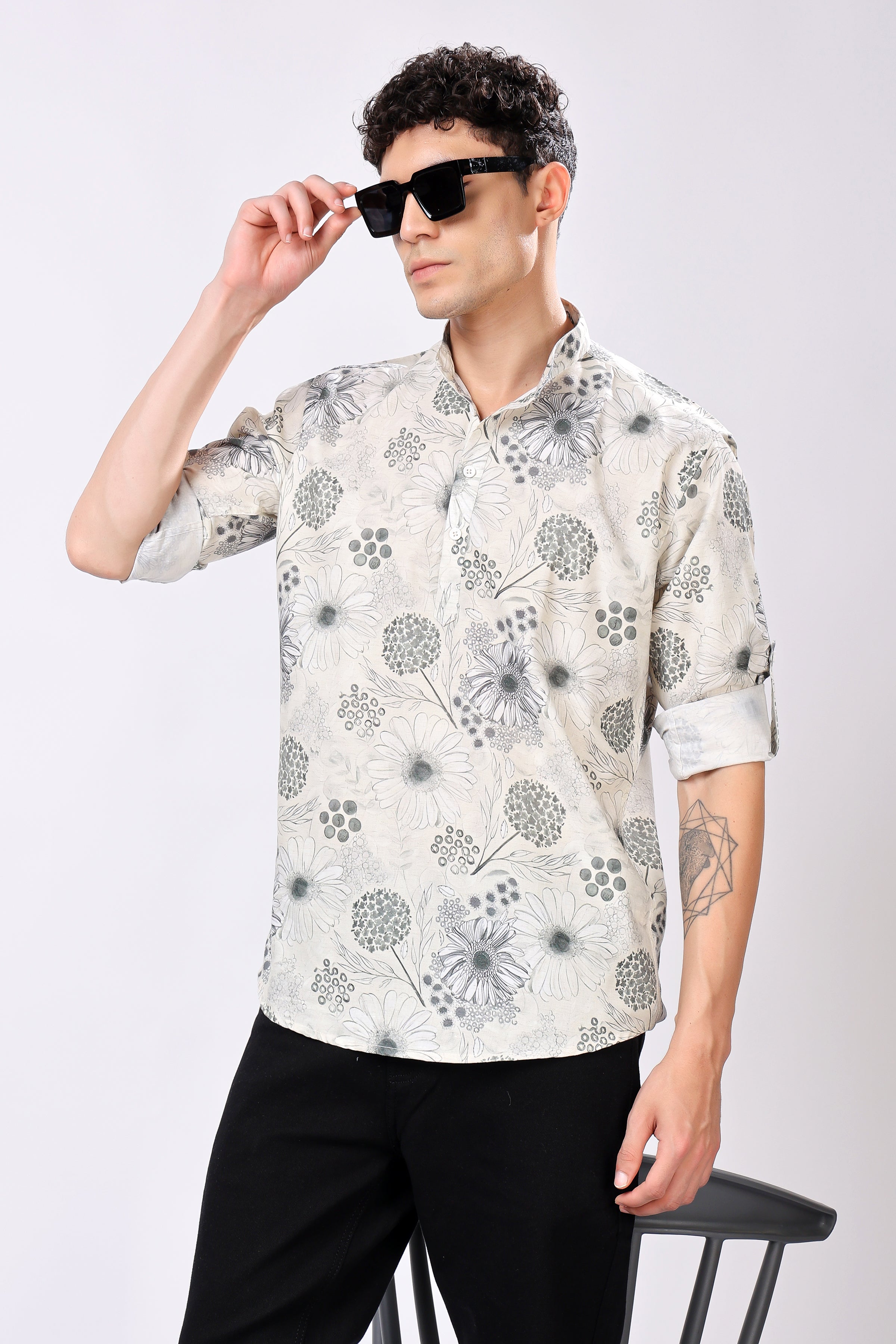 Stylox Flower Print Full Sleeve Casual Kurta