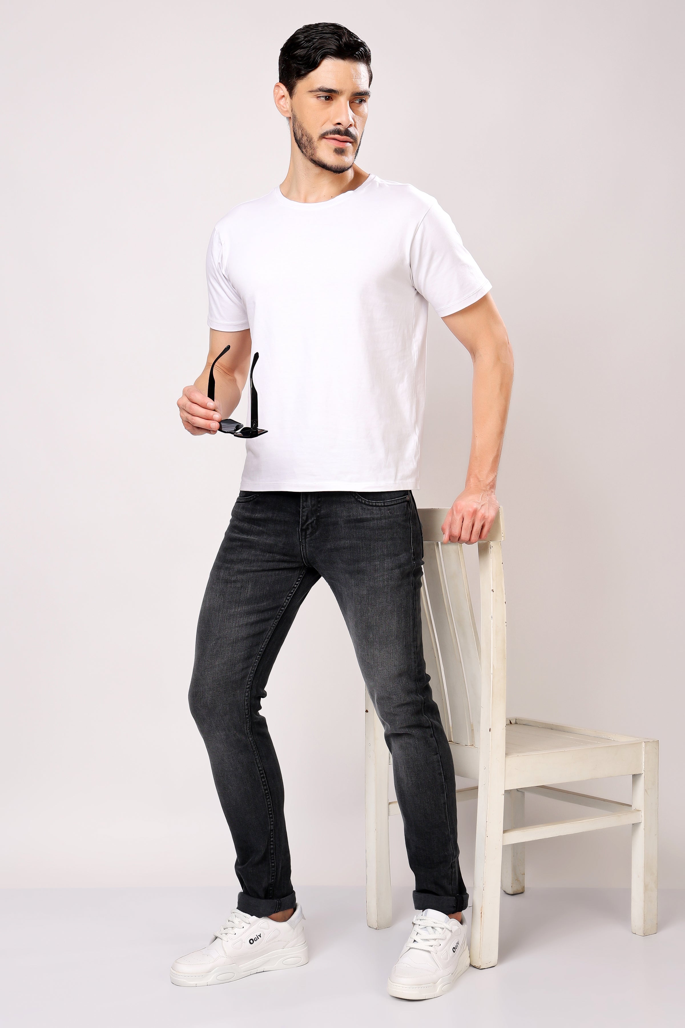 Stylox Men’s Slim Fit Denim Jeans - Dark Grey, Mid Dark Grey , Steal Grey & Mid Steal Grey