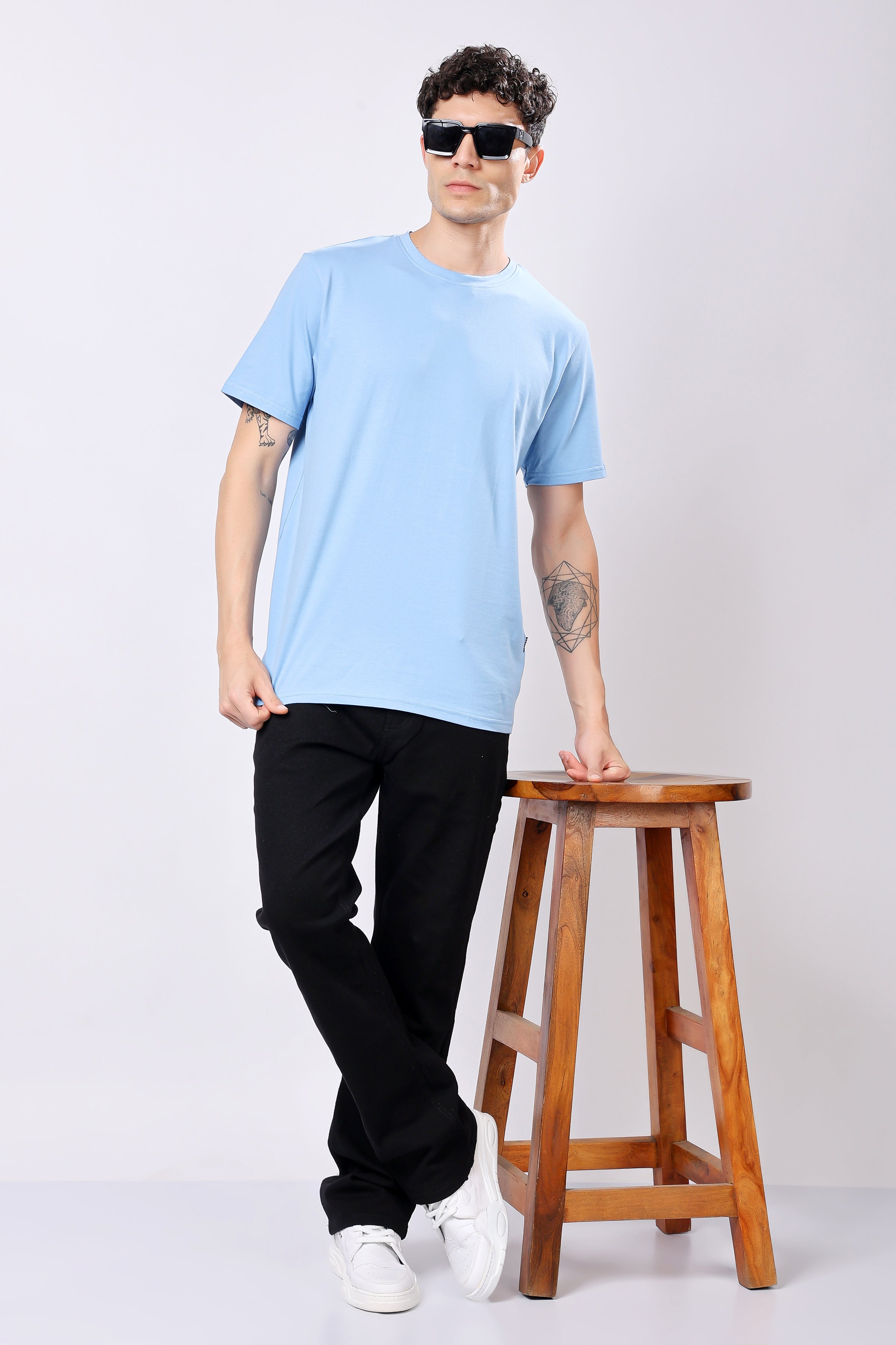 STYLOX Round Neck Solid T-Shirt - Stylox