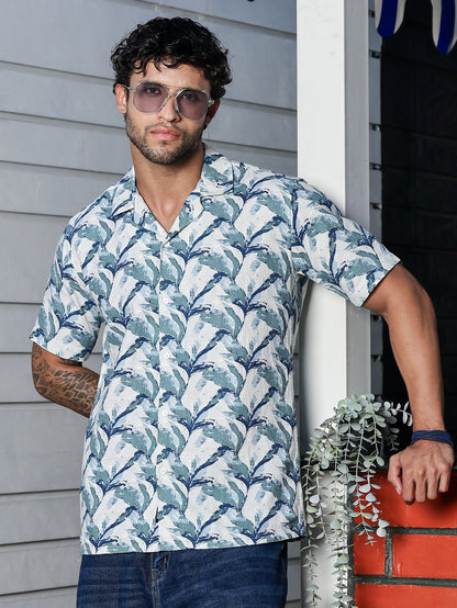 Stylox Half Sleeve Leaf Print Casual Shirt For Men