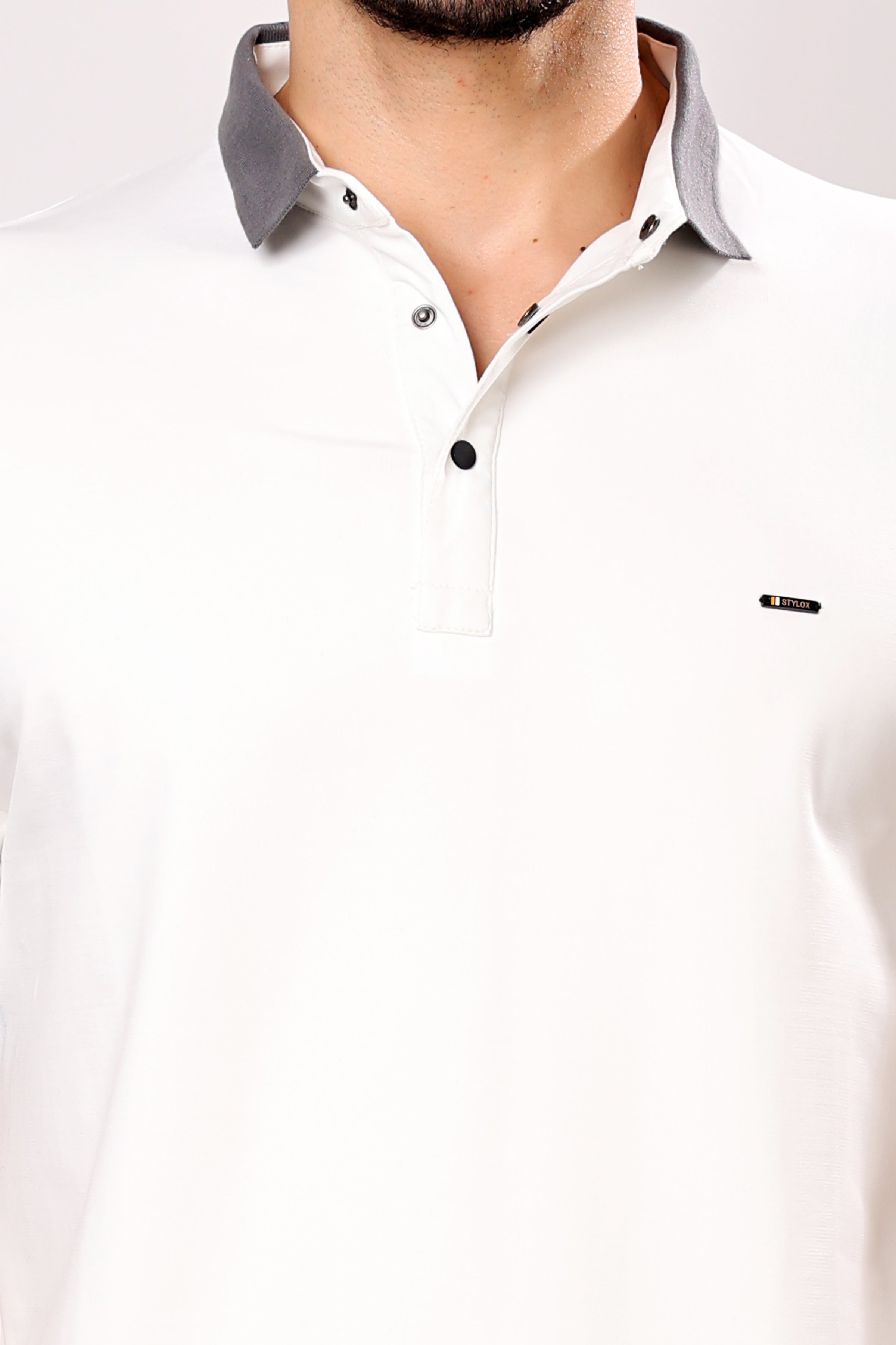Stylox Men's Solid Polo Neck Casual T-Shirt - Stylox