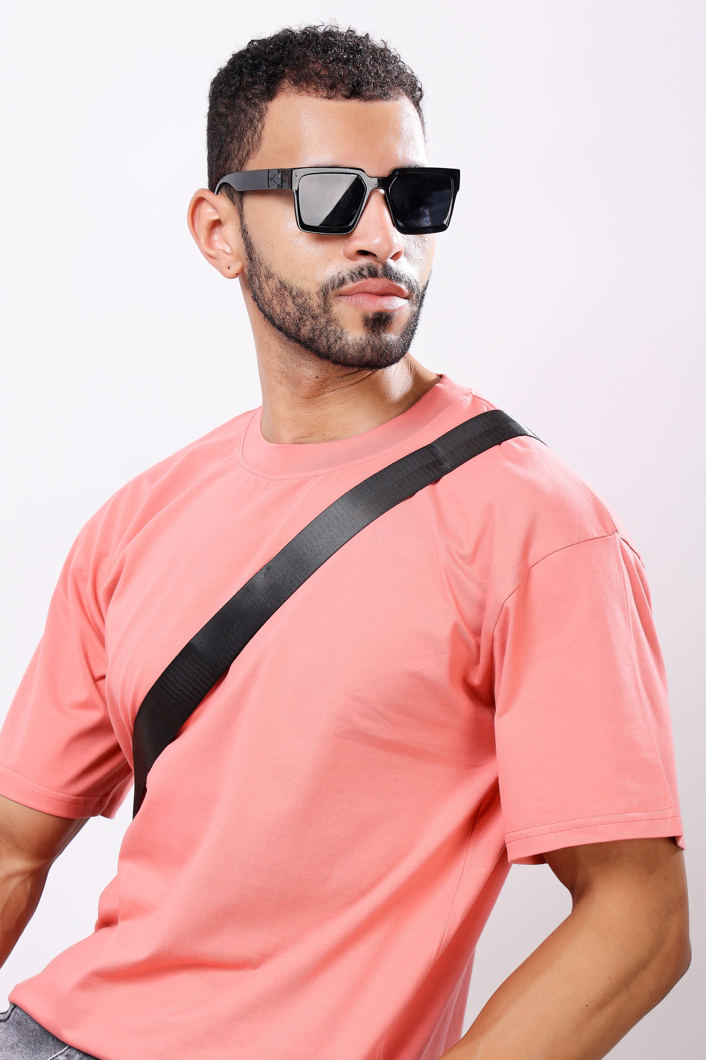 Stylox Men’s Drop Shoulder Round Neck Solid T-Shirt – Oversized Fit, Trendy & Comfortable Casual Wear - Stylox