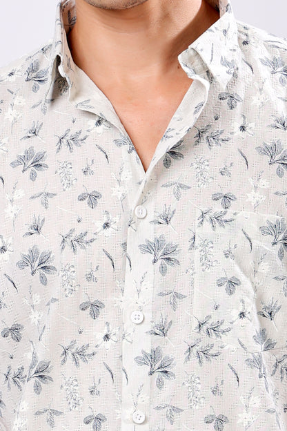 STYLOX HALF SLEEVE FLOWER LEAF PRINT CASUAL SHIRT