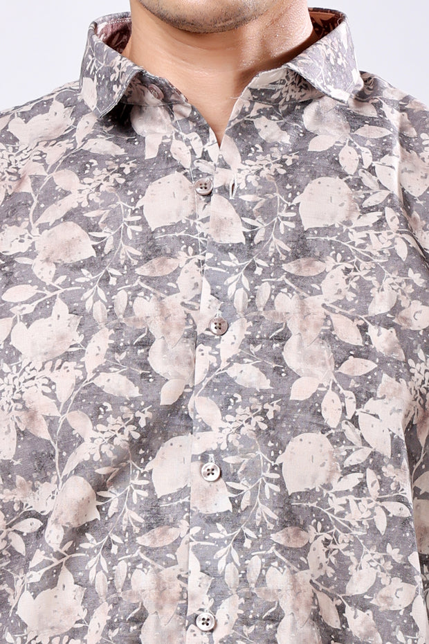 STYLOX Leaf Print Casual Full Sleeve Shirt
