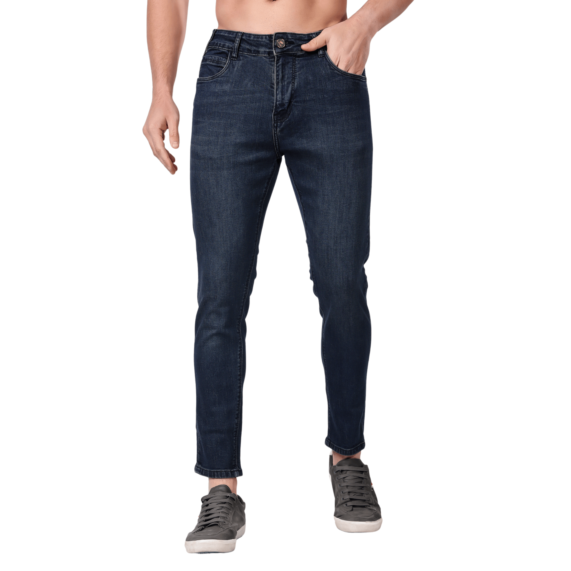 STYLOX Men’s Dark Blue Ankle Fit Jeans - Premium Denim,