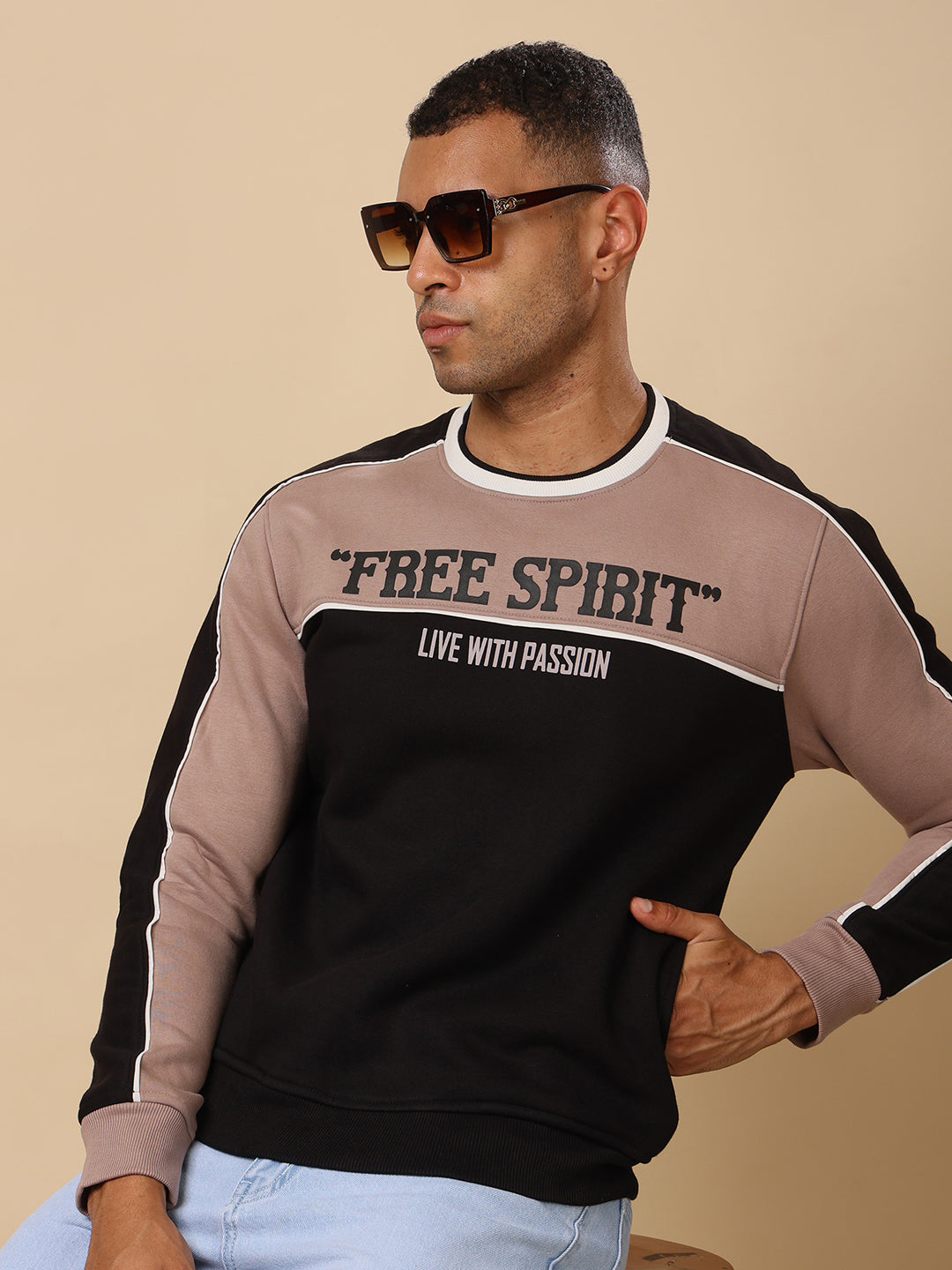 Stylox Regular Fit Men’s Printed Round Neck Sweatshirt – Casual Comfort with Trendy Prints