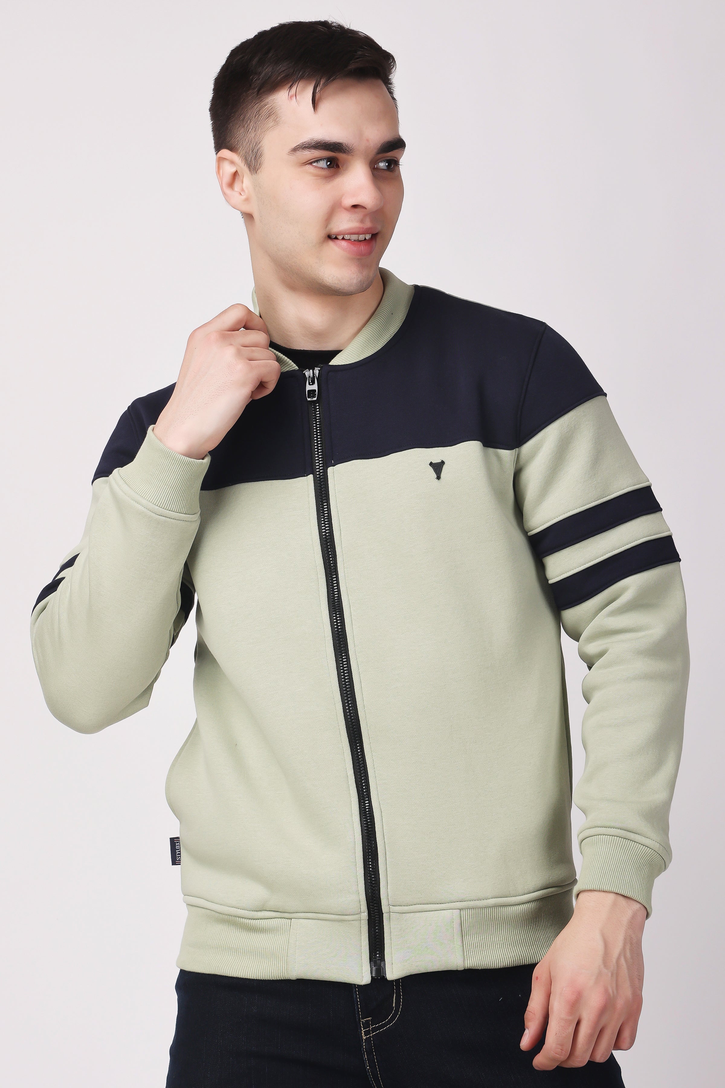 STYLOX CREW NECK SOLID JACKET FOR MEN