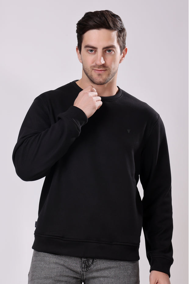 STYLOX Cotton Crew Neck Solid Sweatshirt For Men