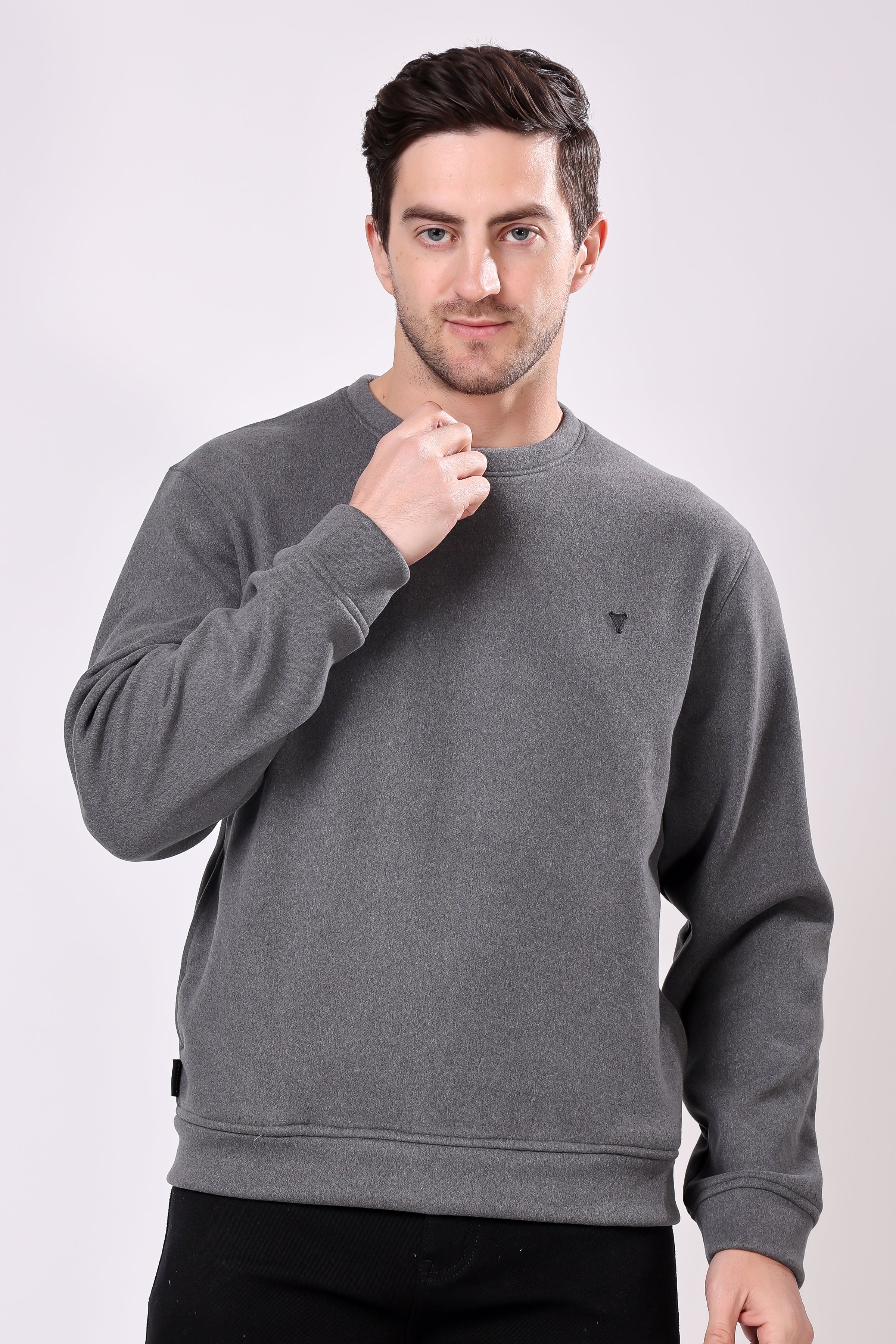 STYLOX Cotton Crew Neck Solid Sweatshirt For Men - Stylox