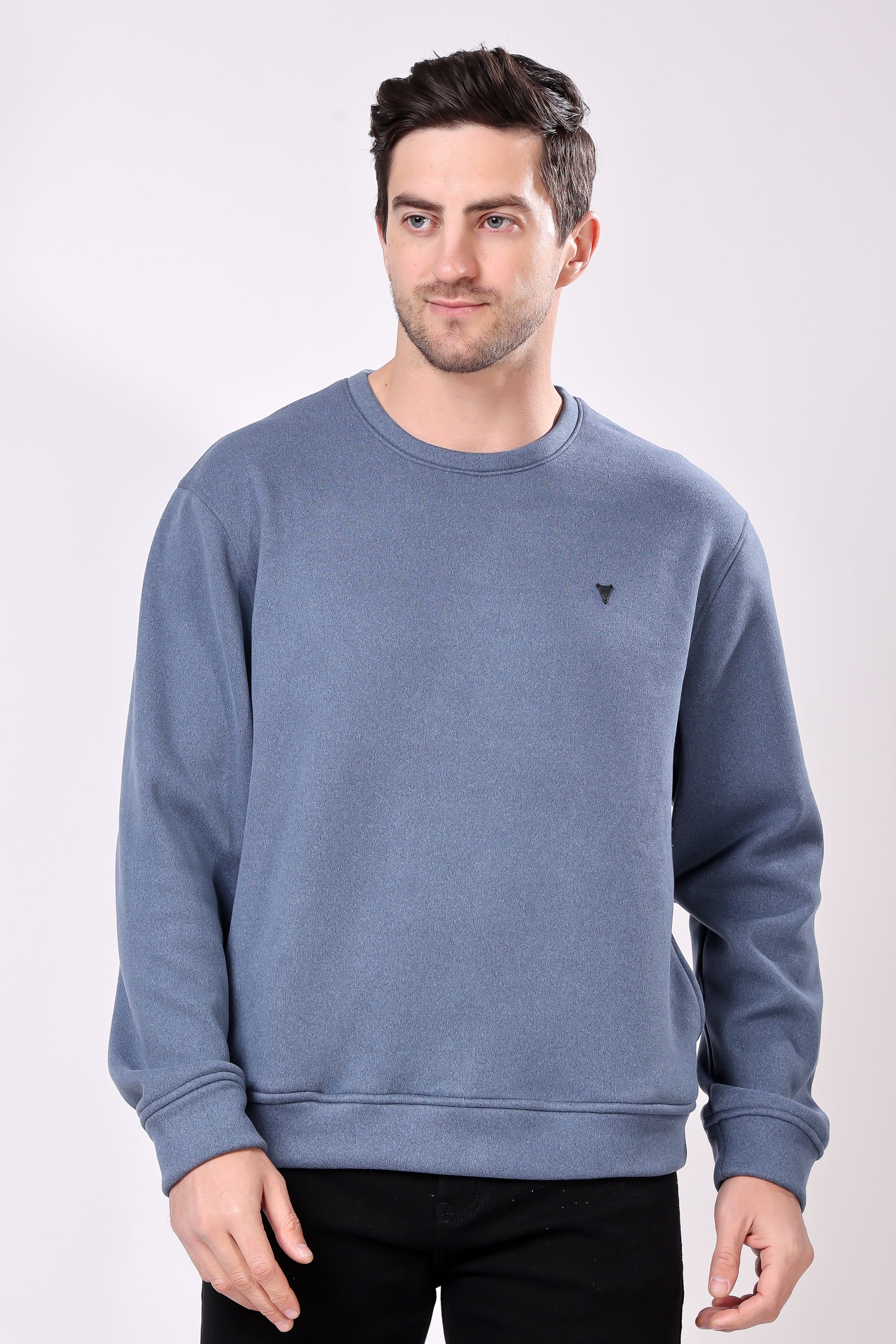 STYLOX Cotton Crew Neck Solid Sweatshirt For Men - Stylox