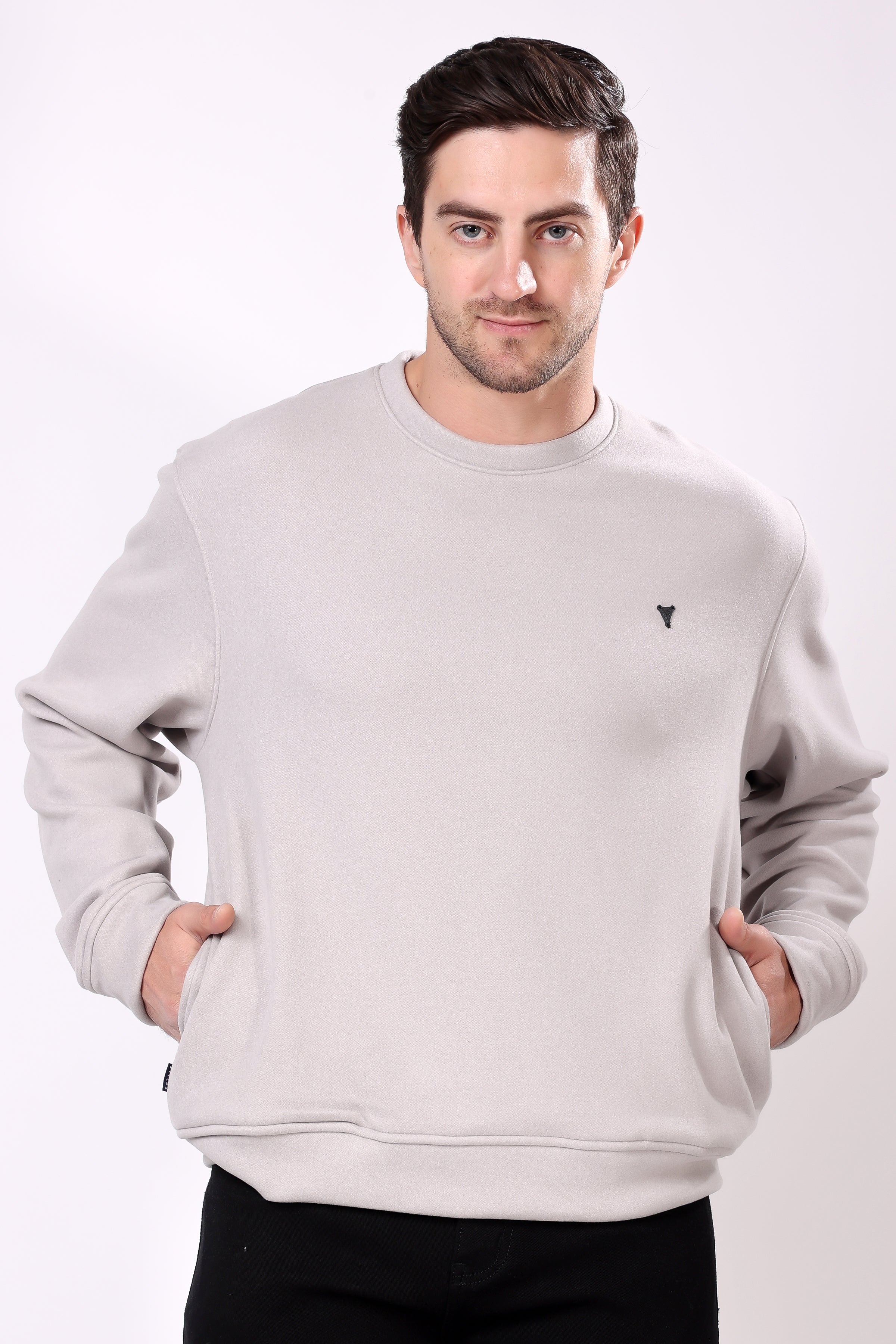 STYLOX Cotton Crew Neck Solid Sweatshirt For Men - Stylox