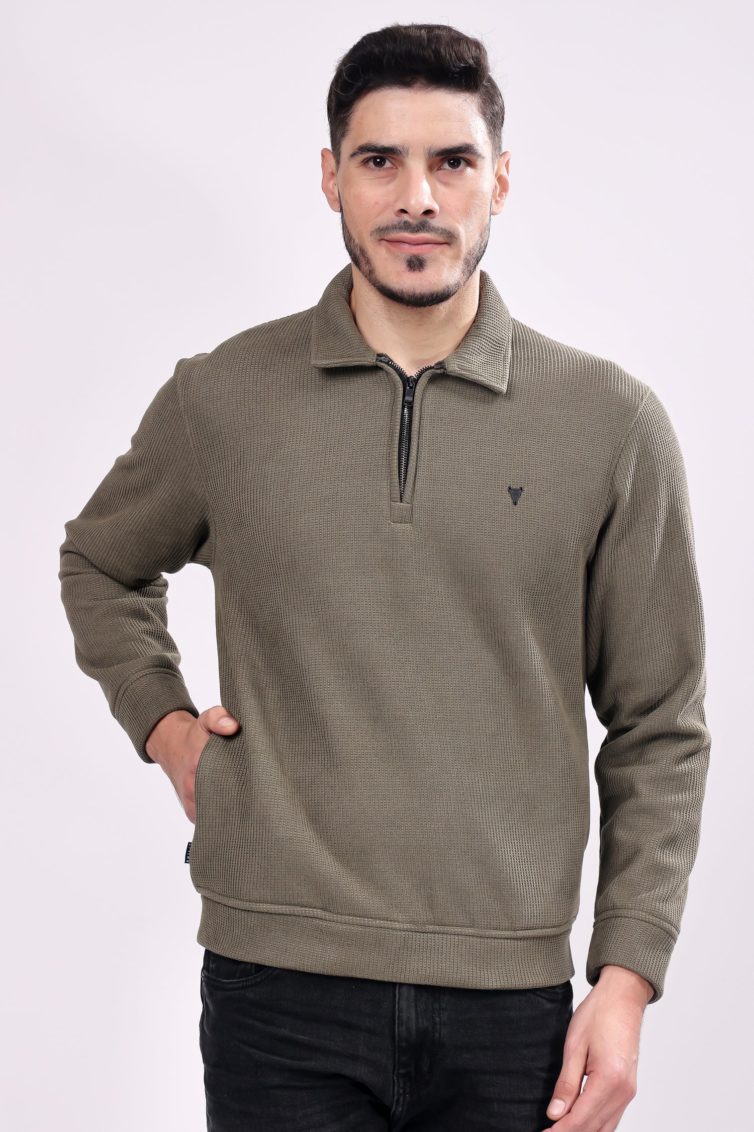 STYLOX Zipper Neck SWEATSHIRT For Men