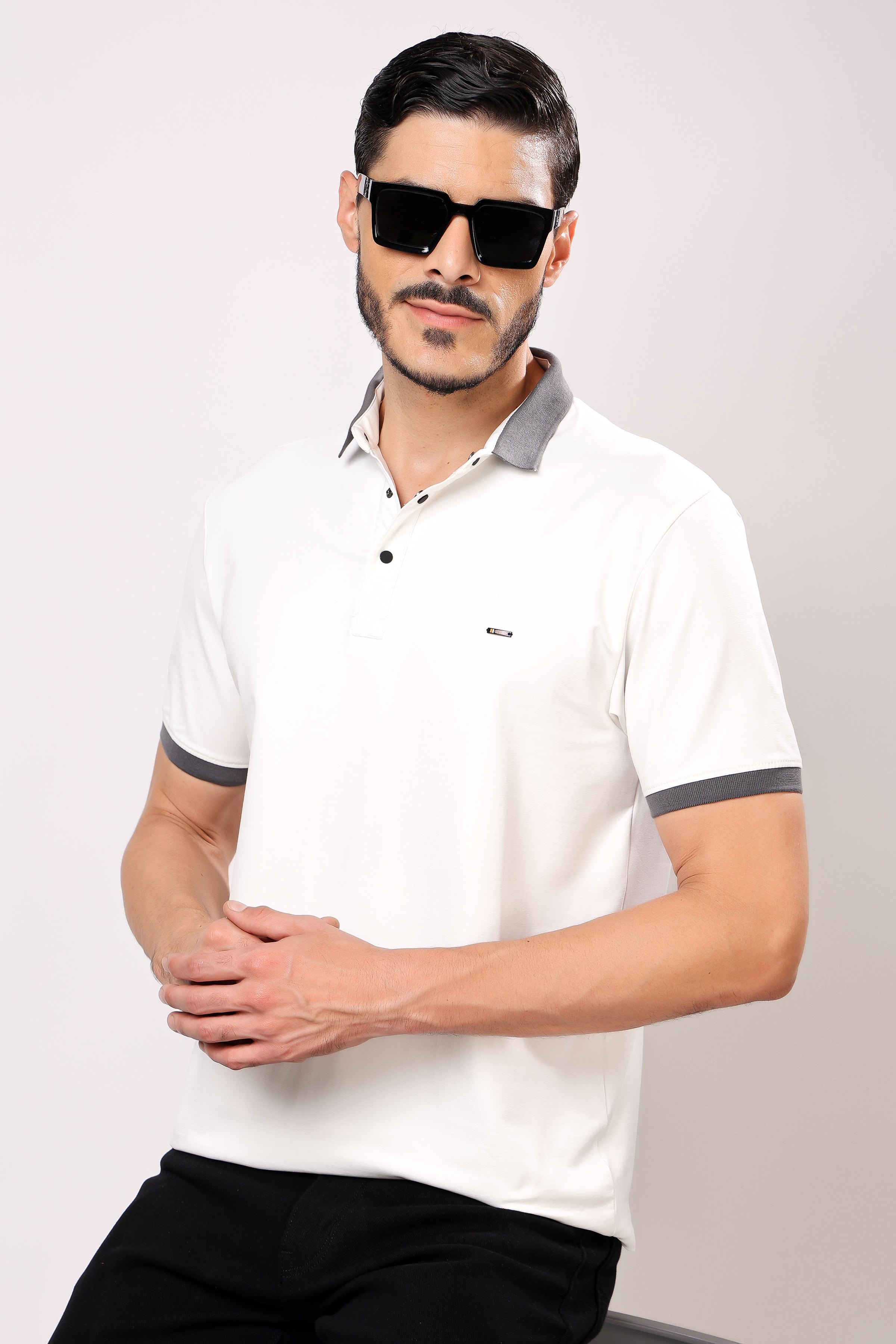 Stylox Men's Solid Polo Neck Casual T-Shirt - Stylox