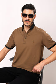 Stylox Men's Solid Polo Neck Casual T-Shirt