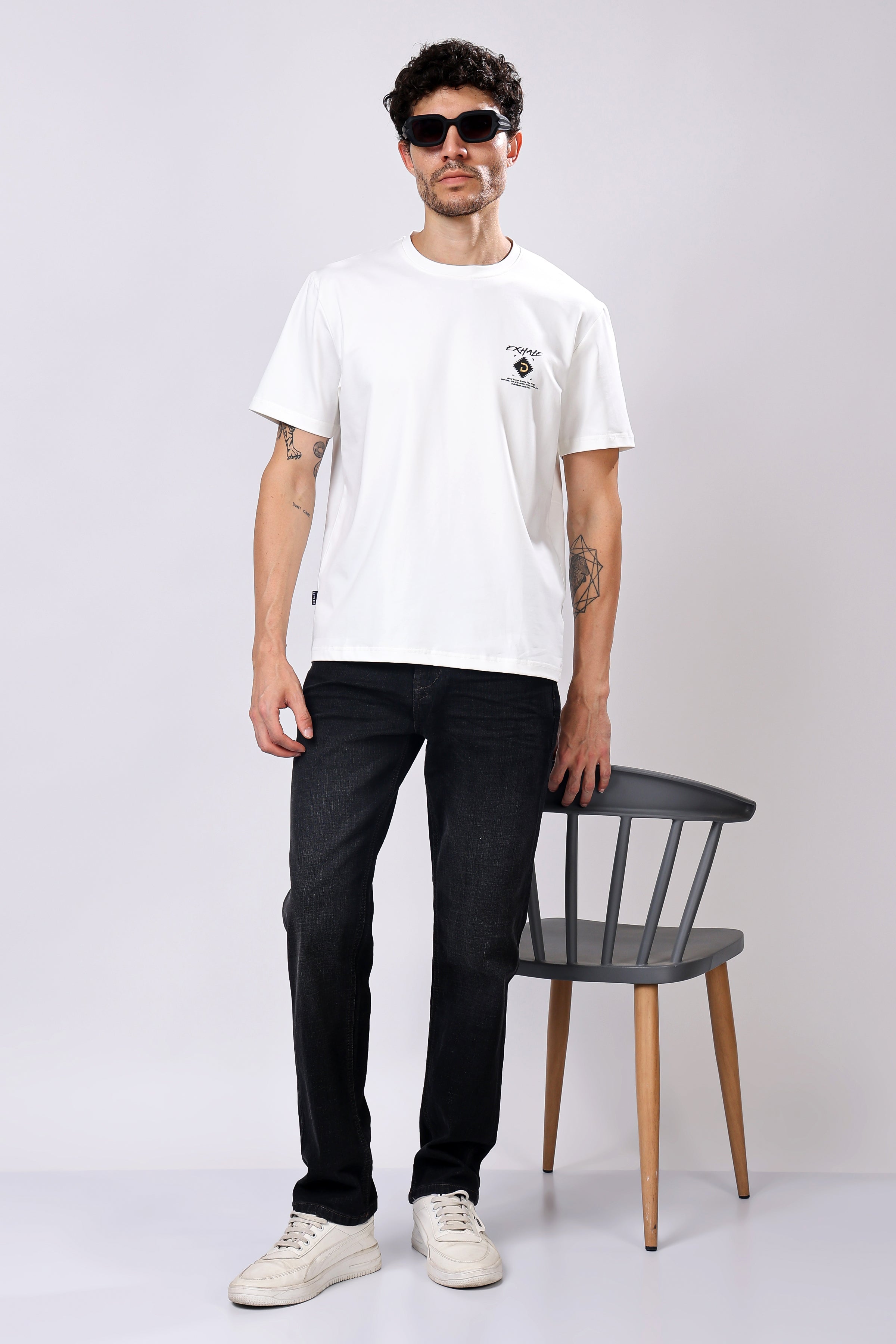 Stylox Men’s Oversized Round Neck Half Sleeve Back Printed T-Shirt | Premium Cotton Loose Fit Graphic Tee for Streetwear - Stylox