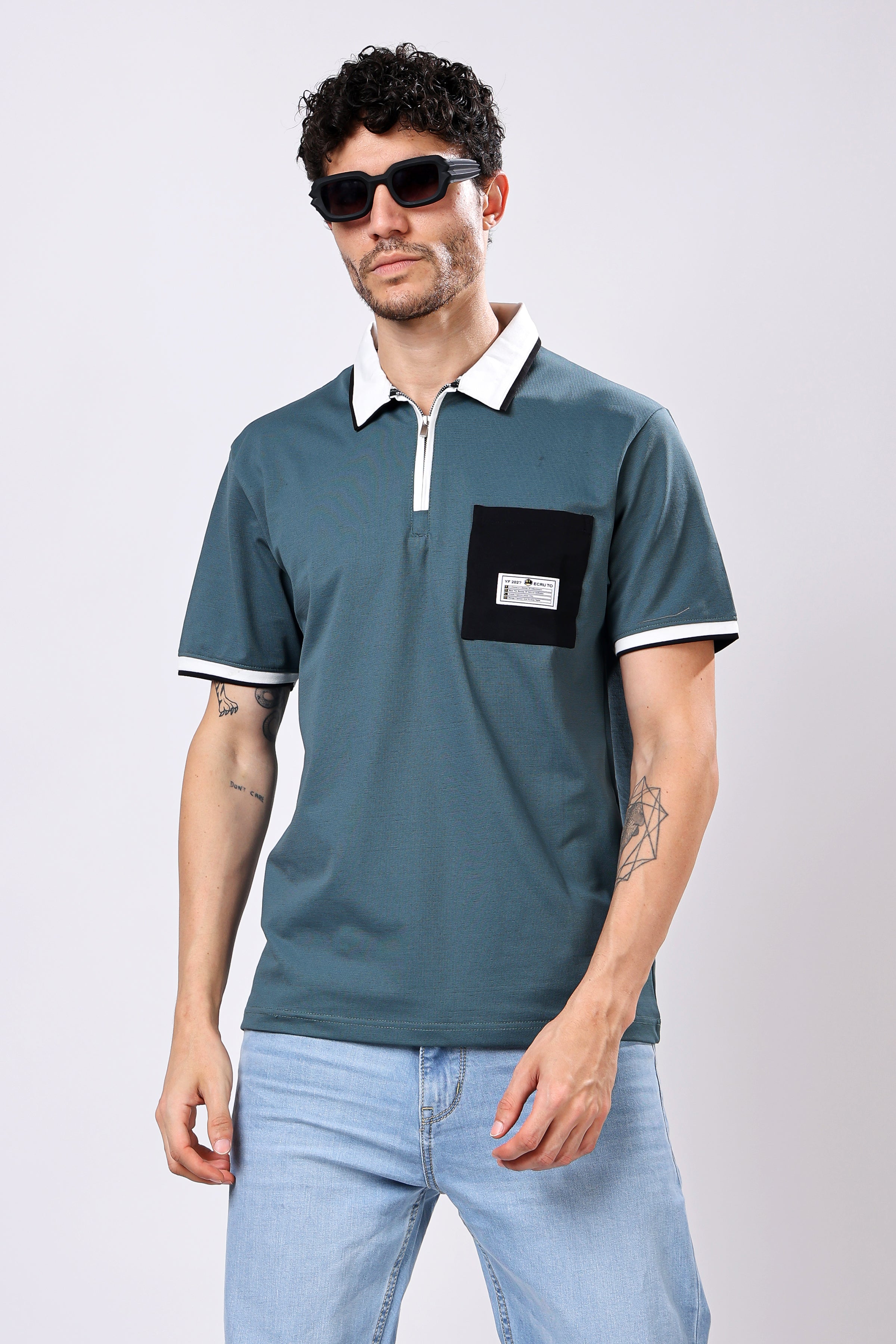 Stylox Men’s Polo Neck Solid T-Shirt with Single Pocket – Classic Style, Comfortable & Smart Casual Wear - Stylox