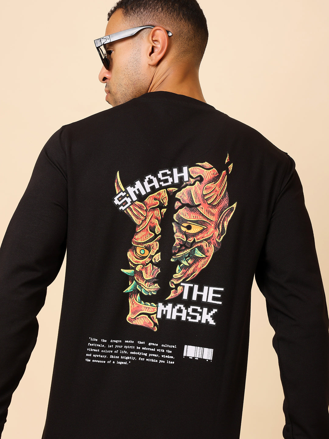 Stylox Men’s Round Neck Full Sleeve Sweatshirt with Back Graphic Print – Casual Streetwear Style - Stylox