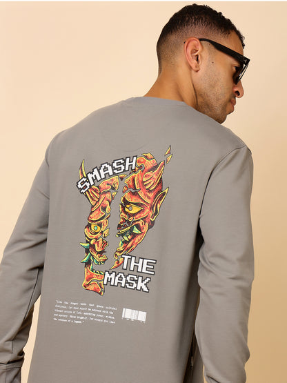 Stylox Men’s Round Neck Full Sleeve Sweatshirt with Back Graphic Print – Casual Streetwear Style