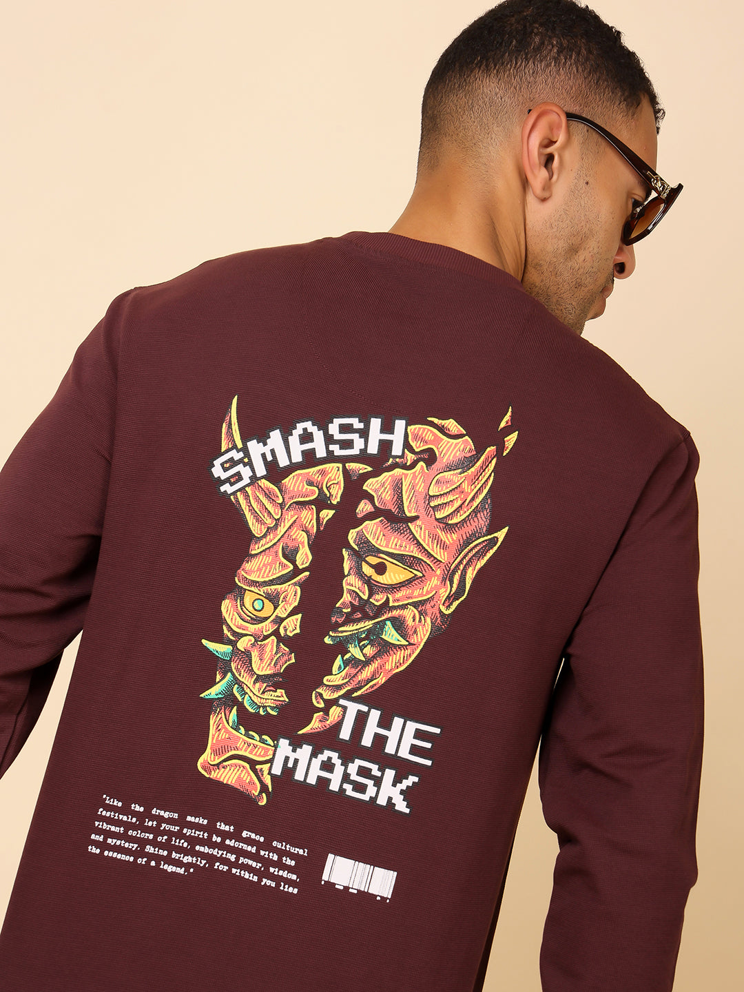 Stylox Men’s Round Neck Full Sleeve Sweatshirt with Back Graphic Print – Casual Streetwear Style - Stylox