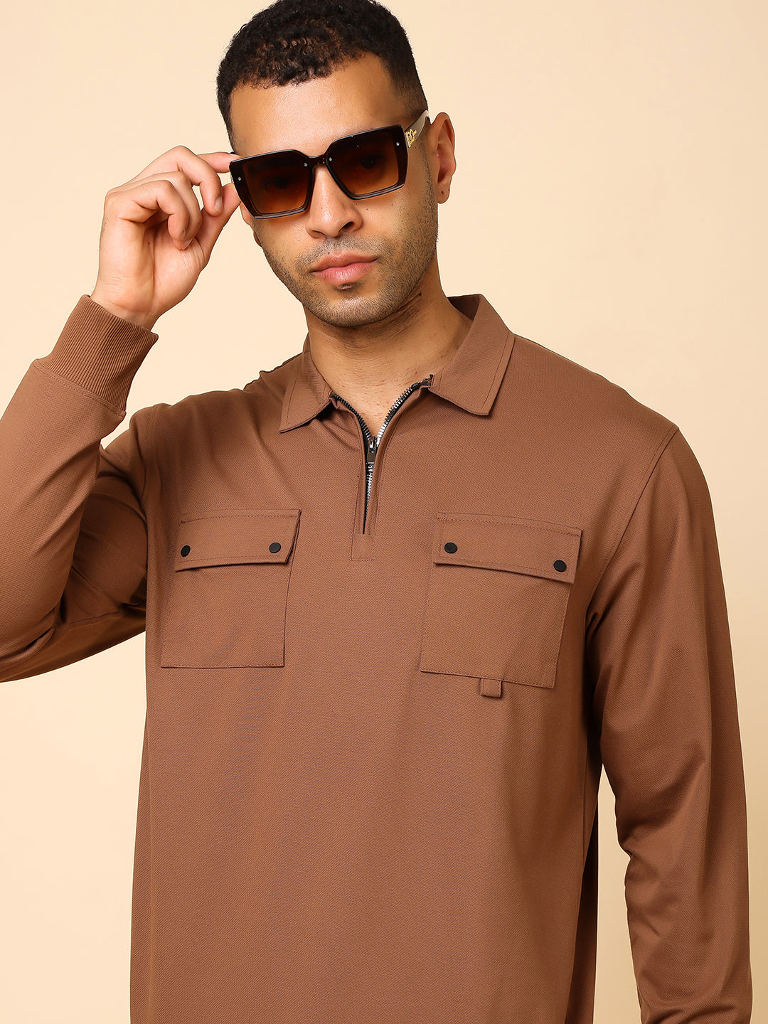 Stylox Men's Utility Style Zip Neck Sweatshirt