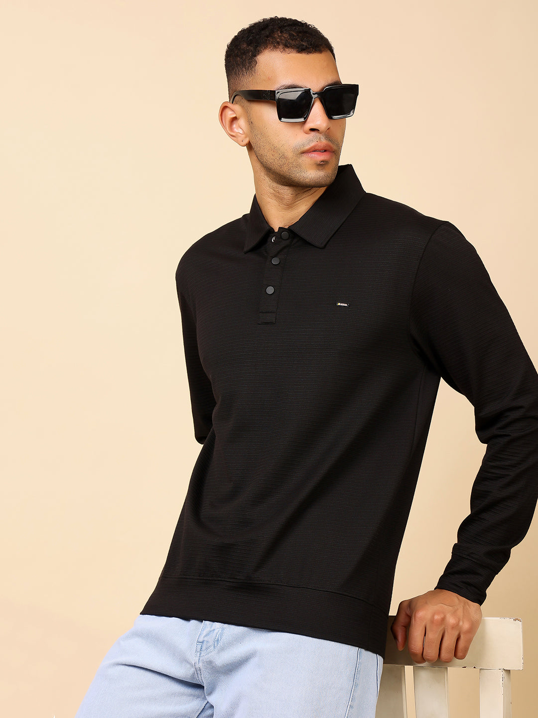 Stylox Men’s Polo Neck Sweatshirt with Button Placket