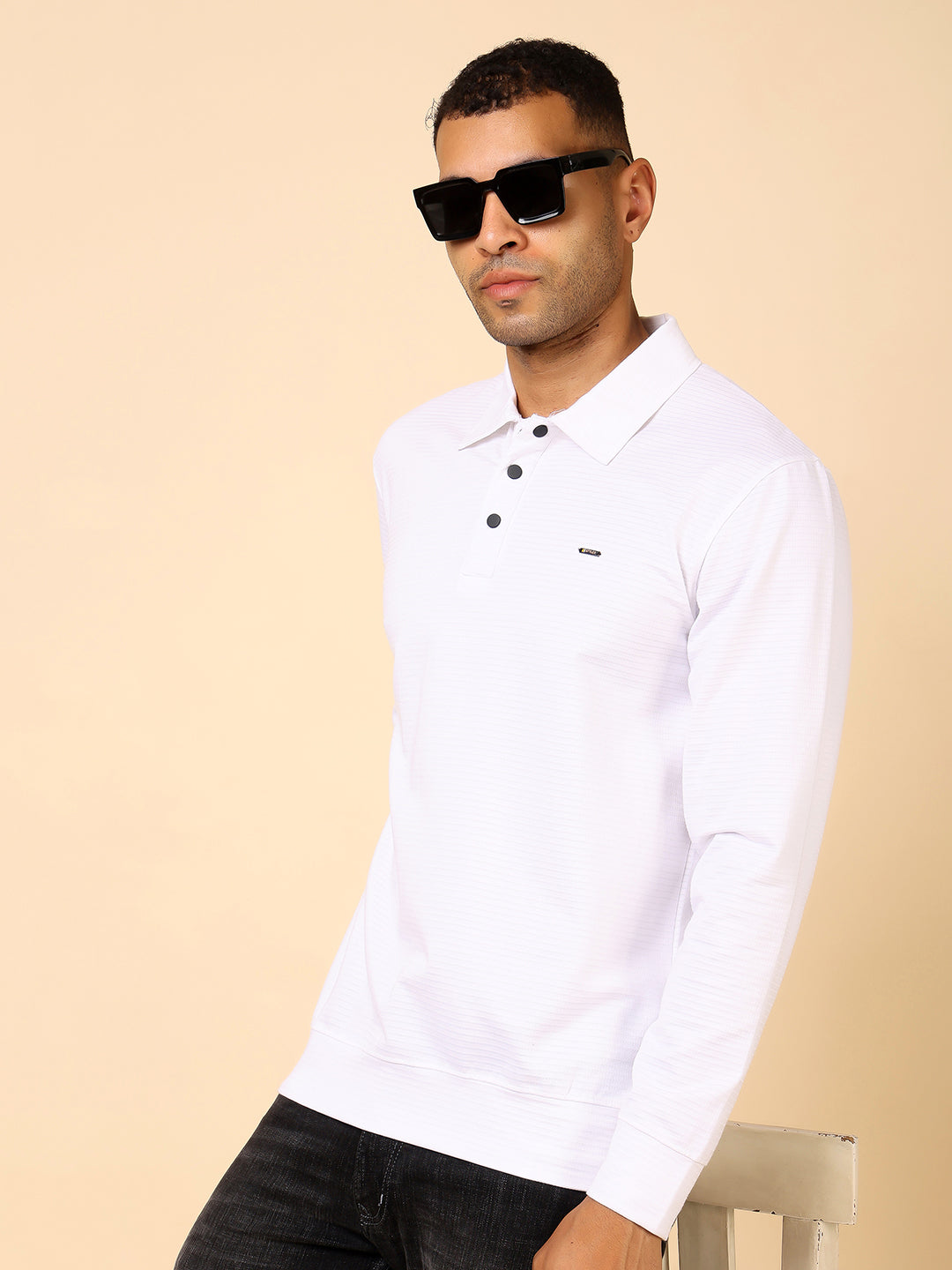 Stylox Men’s Polo Neck Sweatshirt with Button Placket