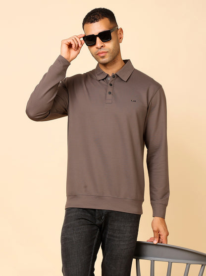 Stylox Men’s Polo Neck Sweatshirt with Button Placket