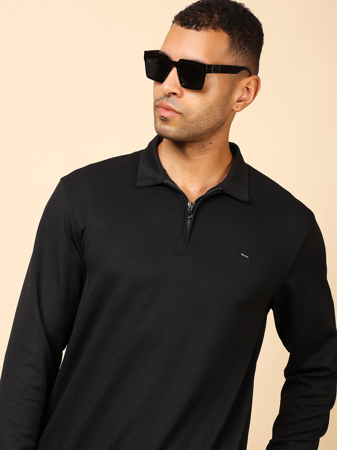 Stylox Men's Utility Style Zip Neck Sweatshirt