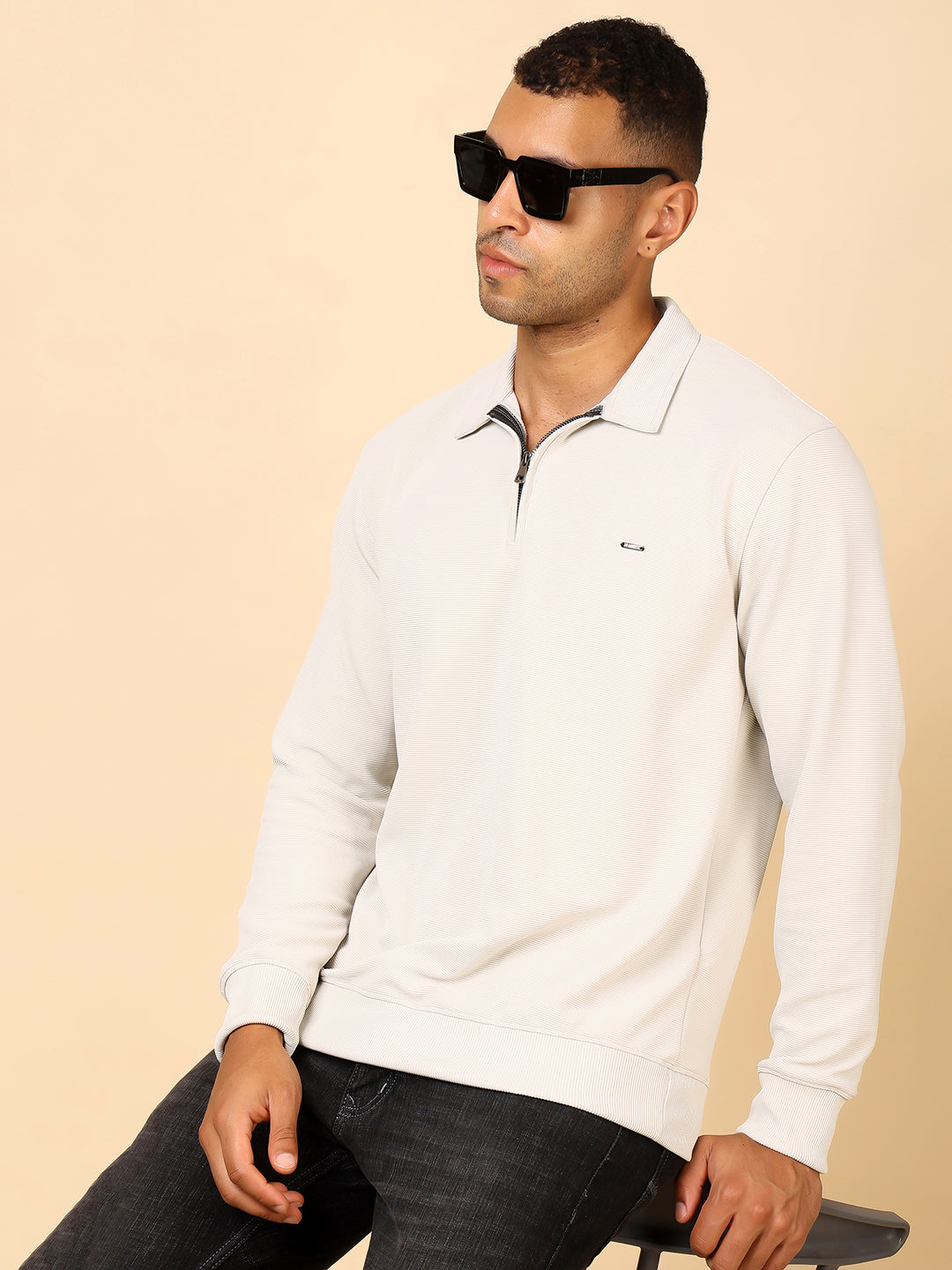 Stylox Men's Utility Style Zip Neck Sweatshirt