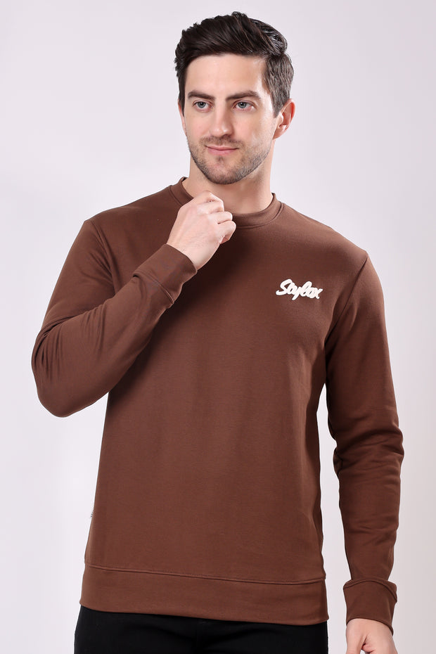 STYLOX Printed Cotton Round Neck Sweatshirt For Men