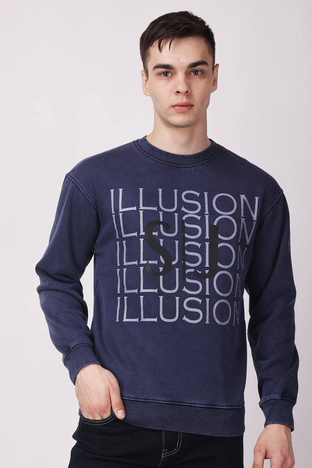 STYLOX ACID WASH Printed CREW NECK SWEATSHIRT