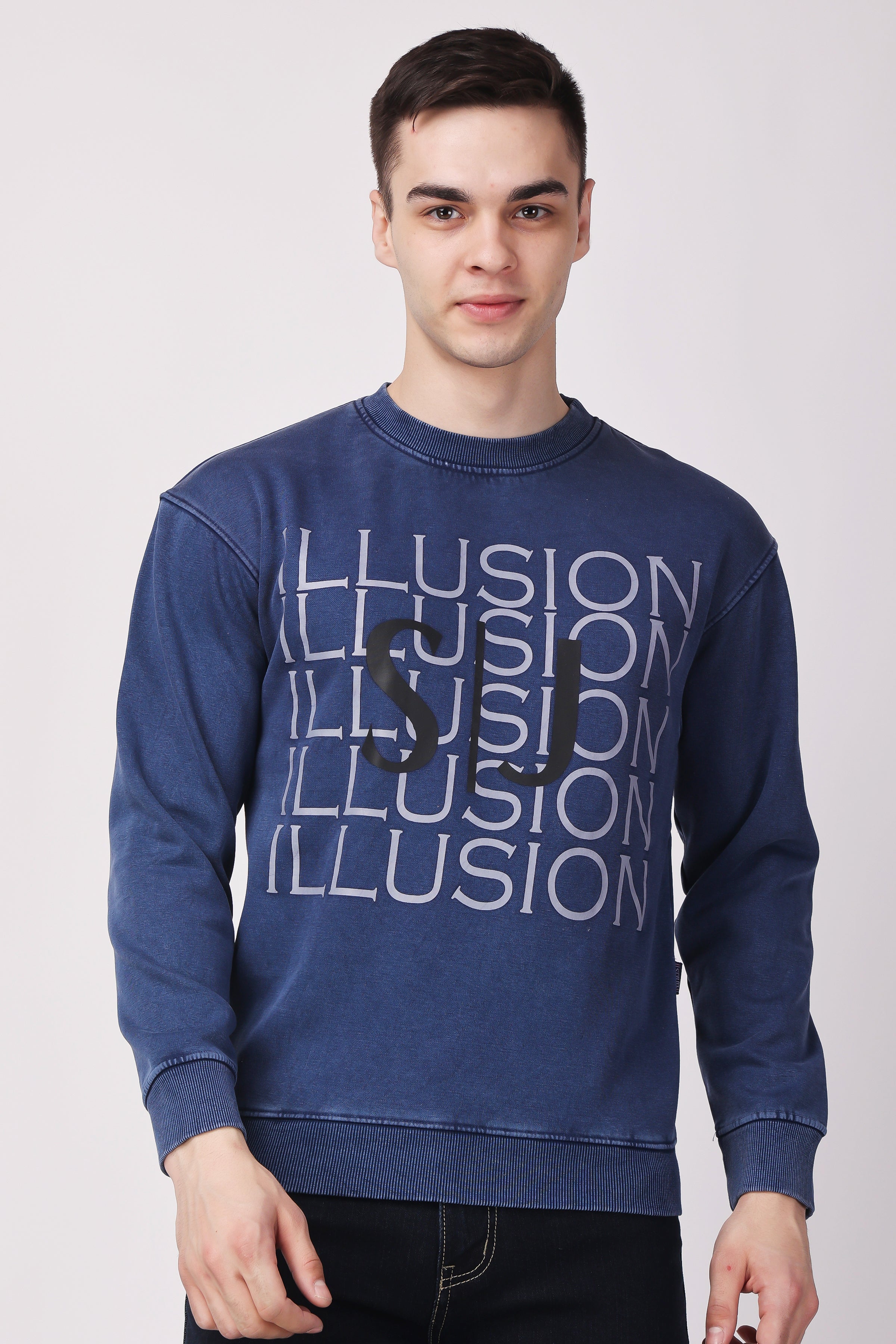 STYLOX ACID WASH Printed CREW NECK SWEATSHIRT - Stylox