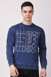 STYLOX ACID WASH Printed CREW NECK SWEATSHIRT