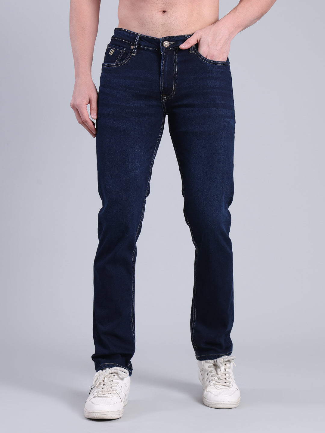 Stylox Redefined Slim Fit Solid Men’s Jeans – Stylish & Comfortable Everyday Wear (Dark Blue) - Stylox