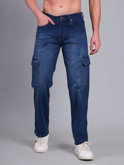 Stylox Men’s Cargo Jeans with Utility Pockets | Regular Fit Stretch Denim