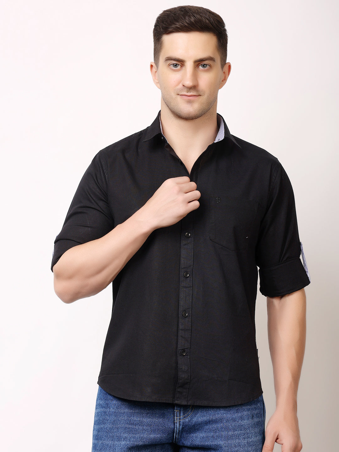 Stylox Men’s Regular Fit Oxford Full Sleeve Solid Shirt | Premium Cotton Blend Casual & Formal Wear - Stylox