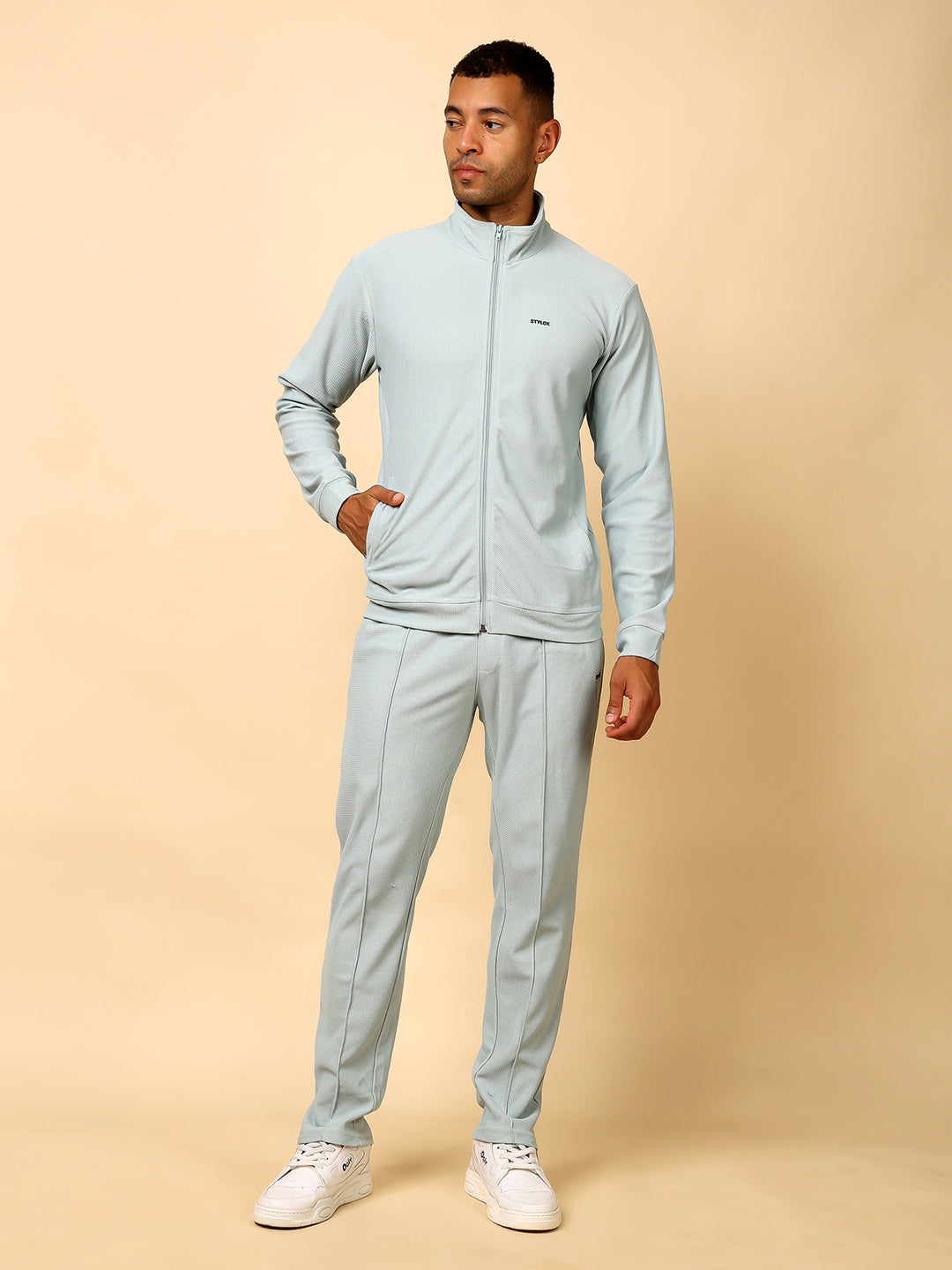 Stylox Men’s Solid Tracksuit – Stylish Full Set for Sports, Gym &amp; Casual Wear (Light Green)