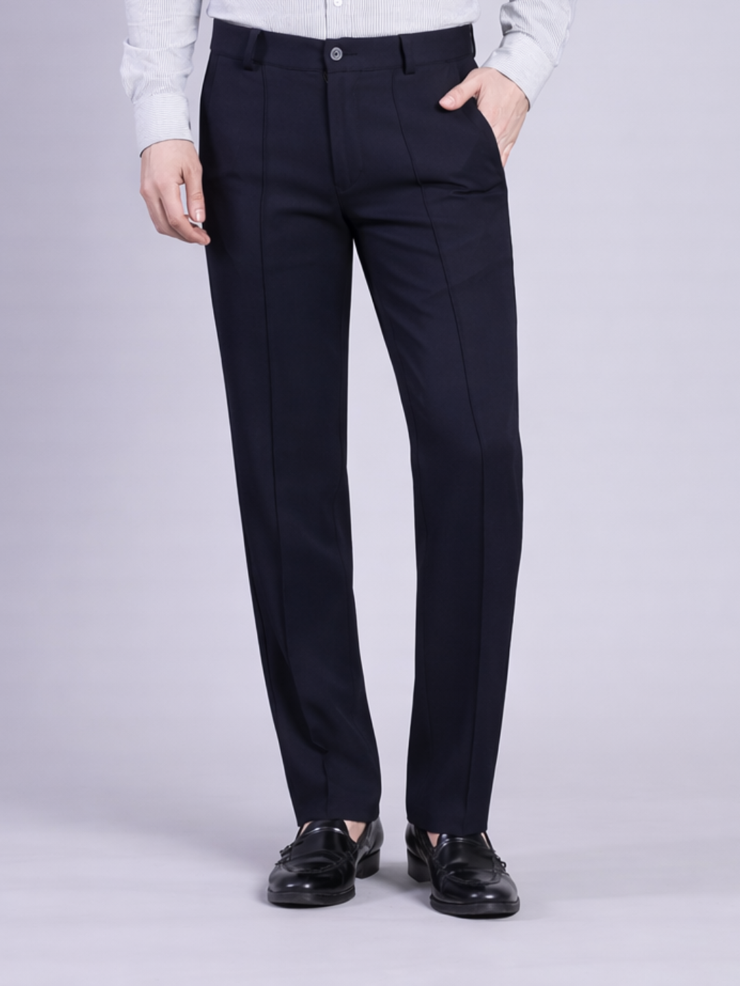 Stylox Men’s Comfort Fit Korean Trousers – Premium Office Wear Pants-Navy
