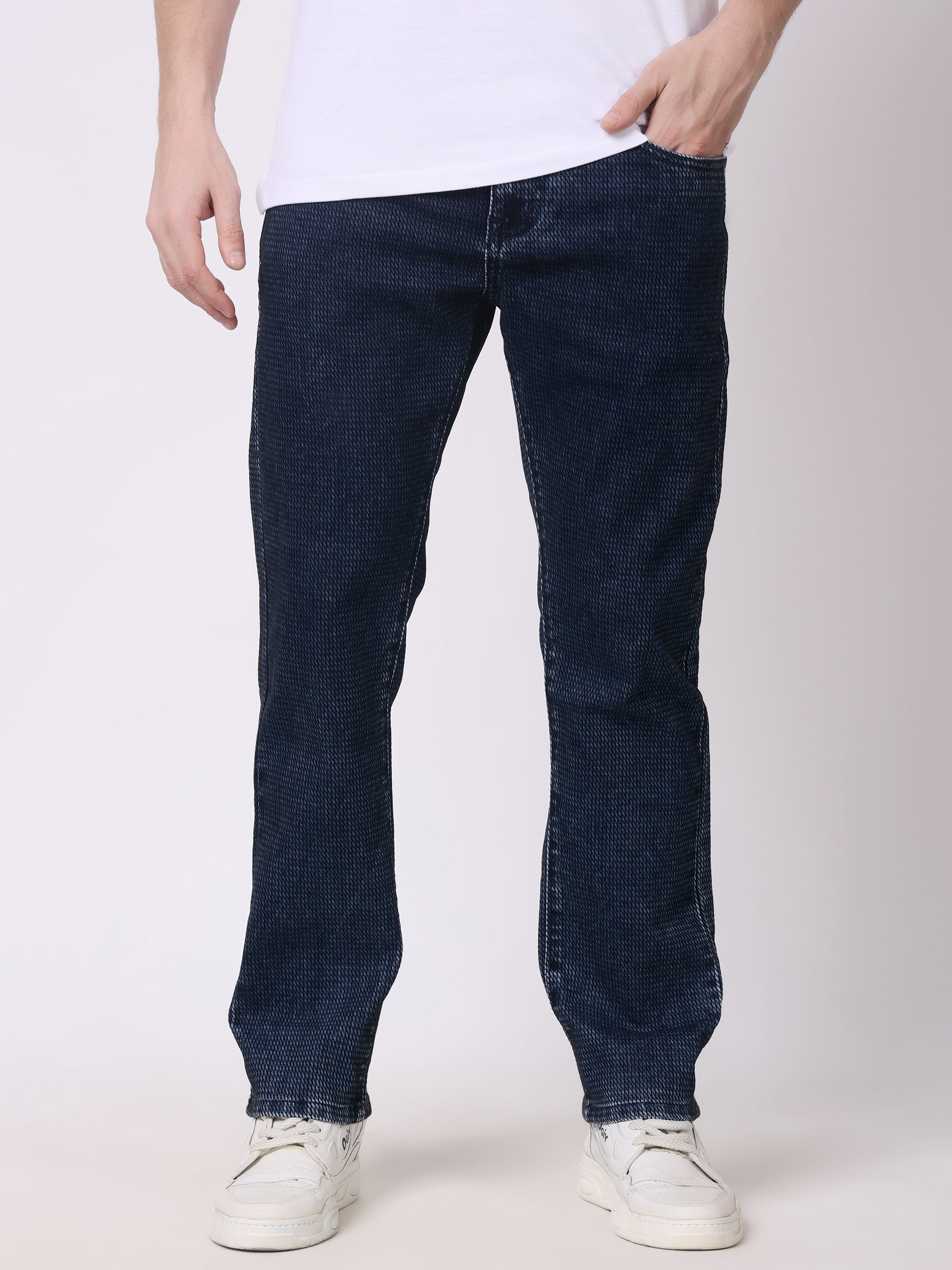 Stylox Men’s Premium Stretchable Comfort Fit Textured Denim Jeans - Stylox