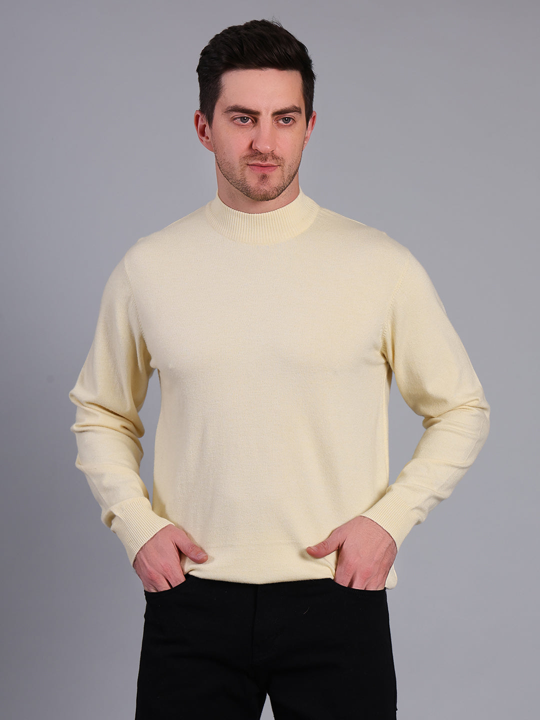 Stylox Men’s Solid Winter Sweater | Premium Knit Mock Neck Pullover for Men | Warm & Soft Full Sleeve Sweater - Stylox