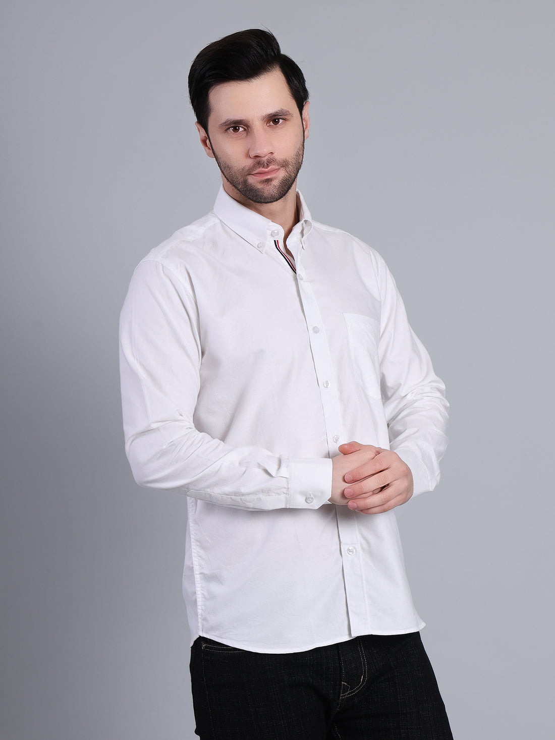 Stylox Men’s Regular Fit Full Sleeve Solid Casual Shirt for Everyday &amp; Office Wear (White)