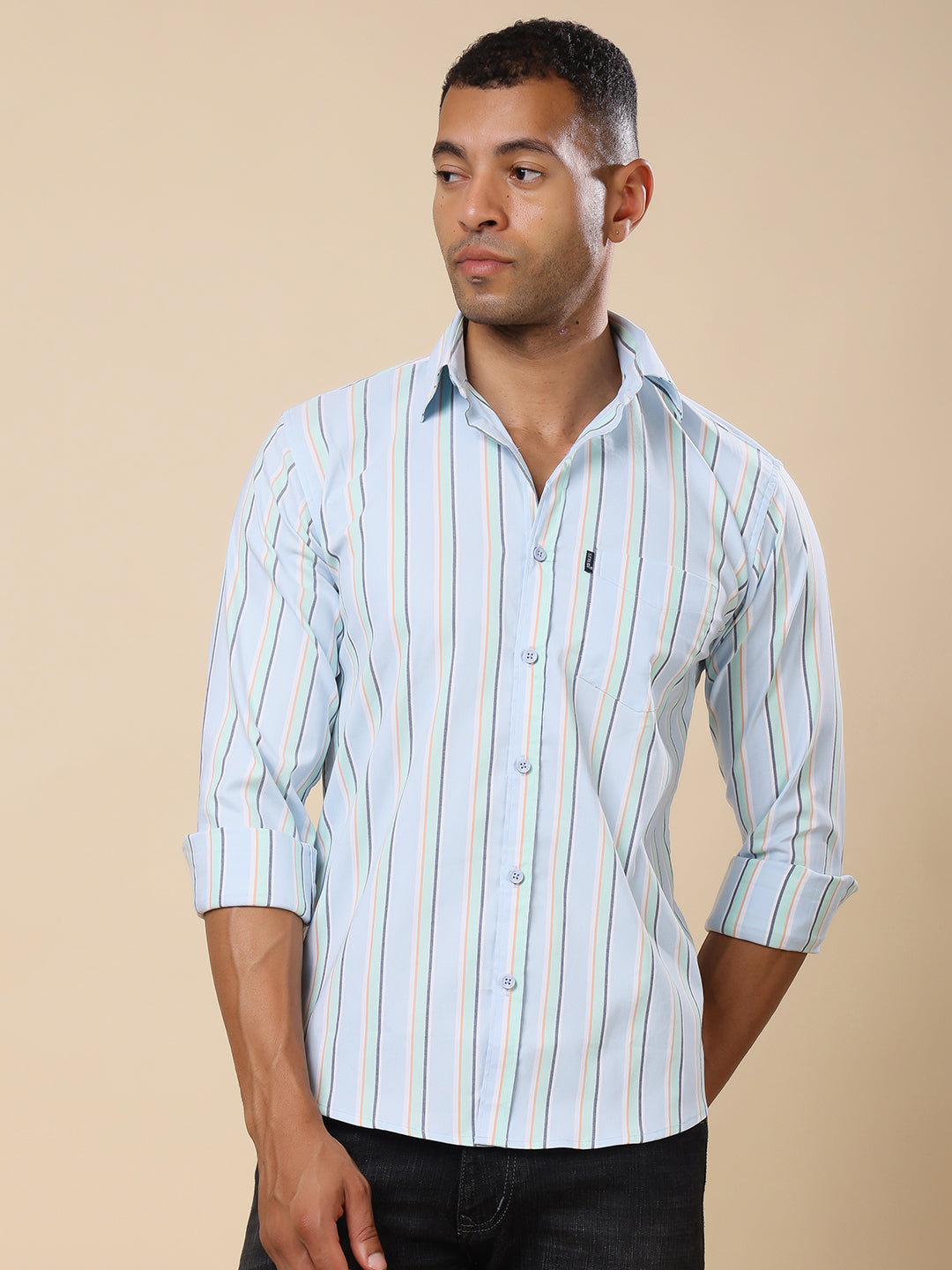 Stylox Men’s Striped Full Sleeve Regular Fit Shirt – Effortless Style with a Classic Touch